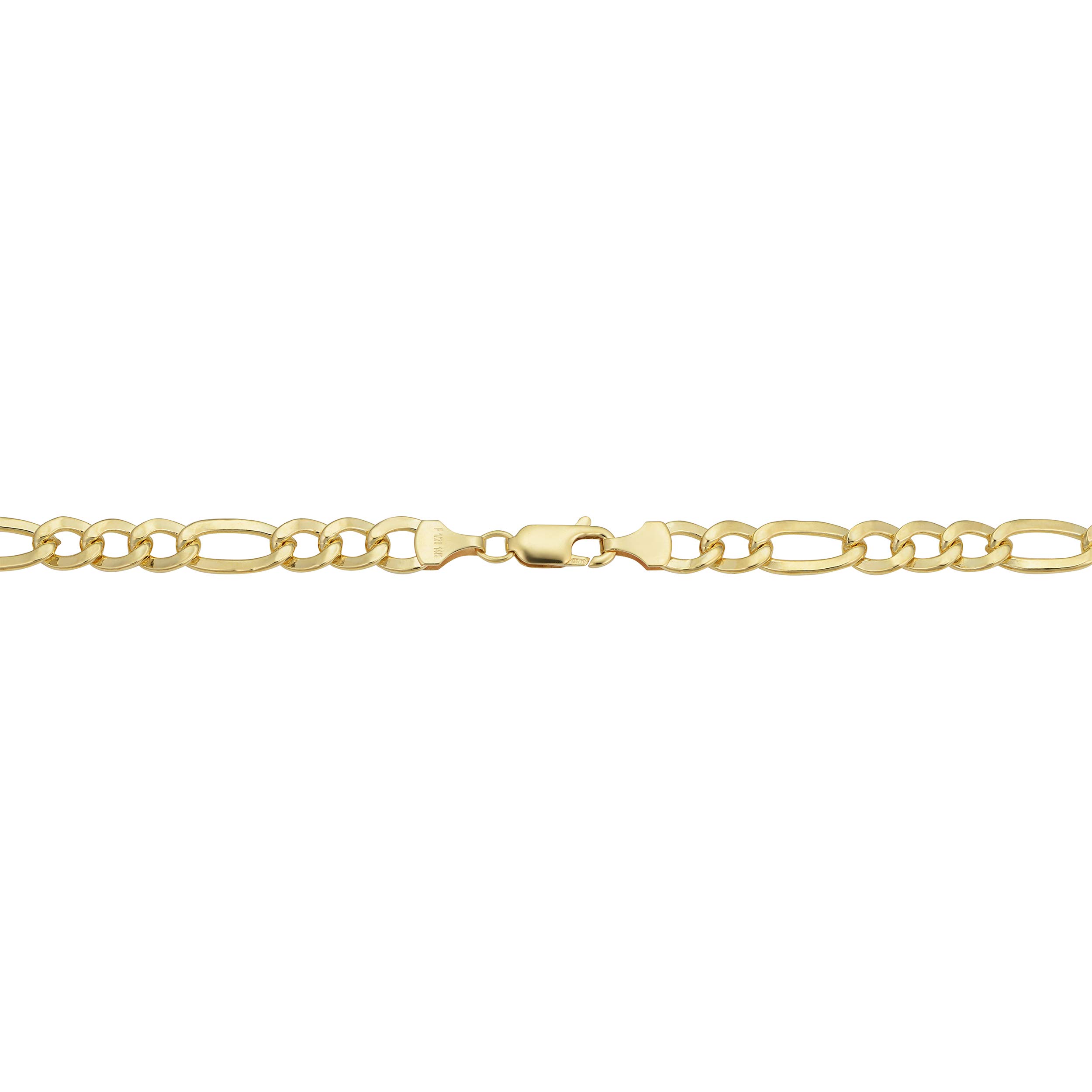 Kooljewelry 14k Yellow Gold Filled Solid Figaro Link Chain Necklace (6 mm, 22 inch) 4