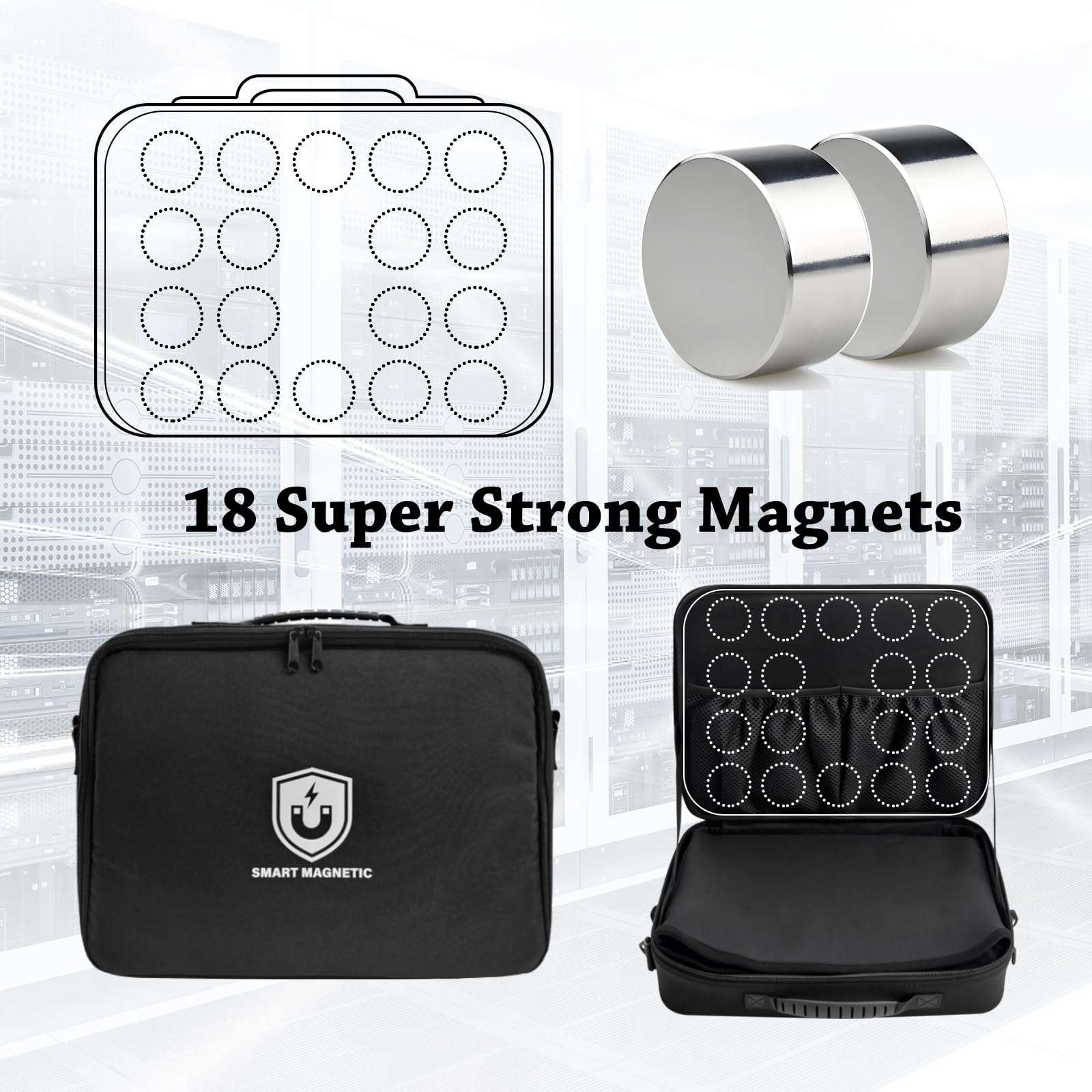 Magnetic Portable Laptop Stand for Technicians, 18-Magnet Hands-Free Workstation, Rated to 60 lbs Magnetic Toolbox, Heavy-Duty Laptop Stand & Tool Organizer, Attach to Trucks, HVAC, Walls, Engineers 4