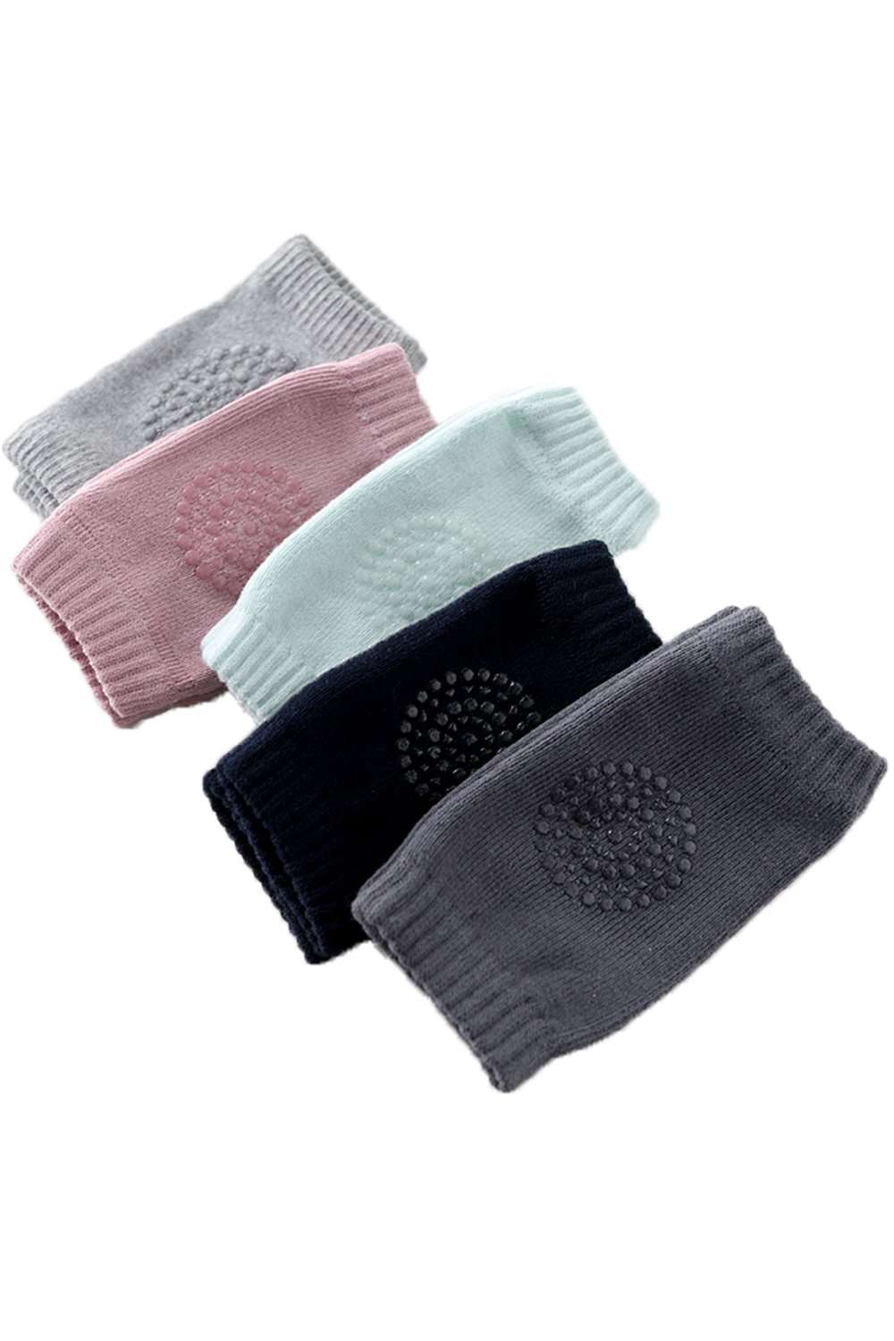 SMTD Unisex Elastic Cotton Baby Crawling Anti-Slip Knee Pads Infant Elbow Protector Toddlers Kneepads Leg Warmers 5 Pairs 1
