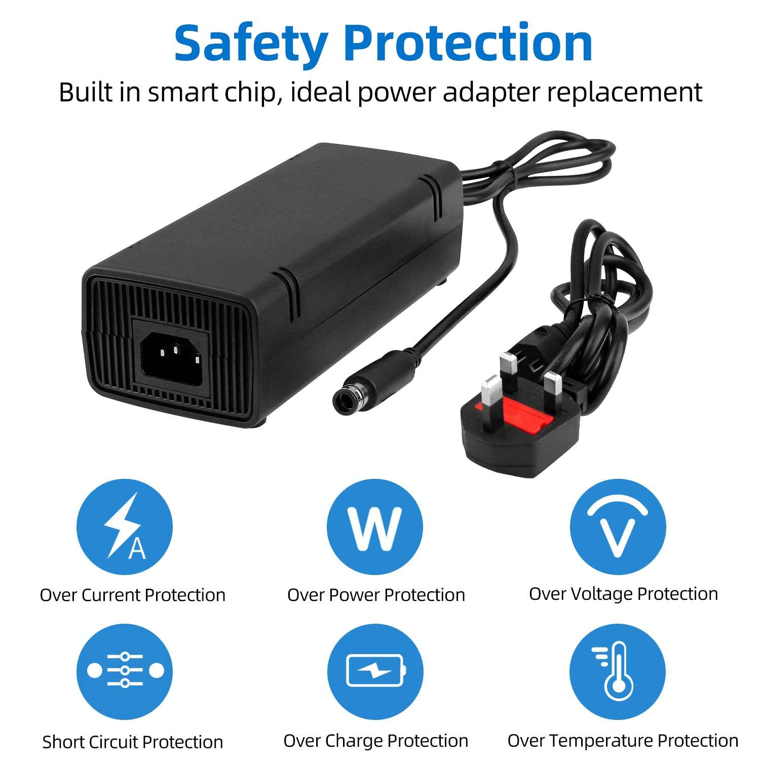 OSTENT UK AC Adapter Charger Power Supply Cable Cord for Microsoft Xbox 360 E Console 4