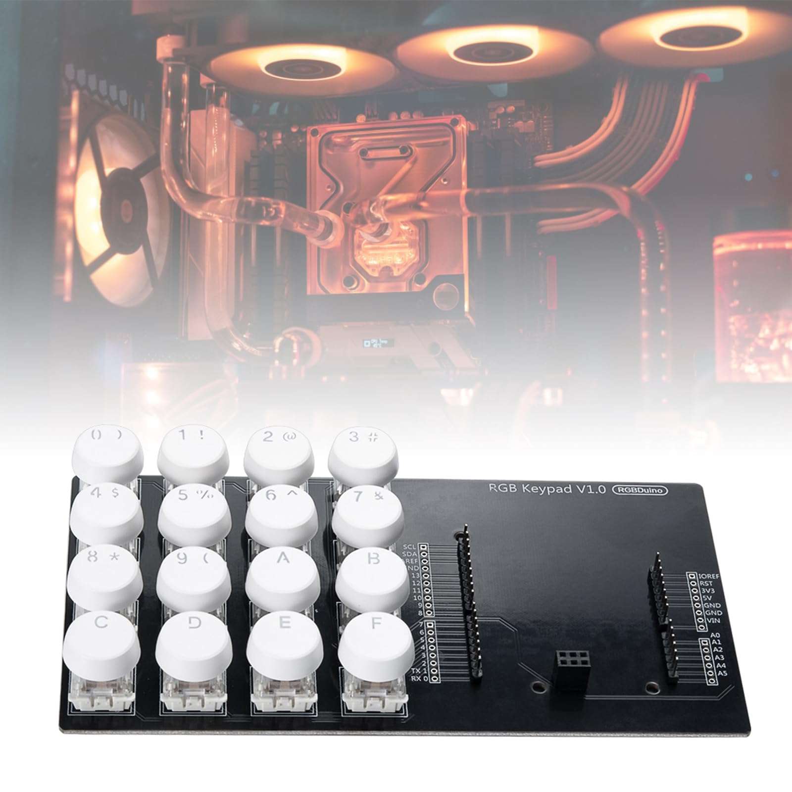 ASYWISH RGBDuino Keypad V1.0 4x4 Expansion Board DC5V with Backlight White Round Keycaps Simple Plug-and-Play Solution RGBDuino Board 3