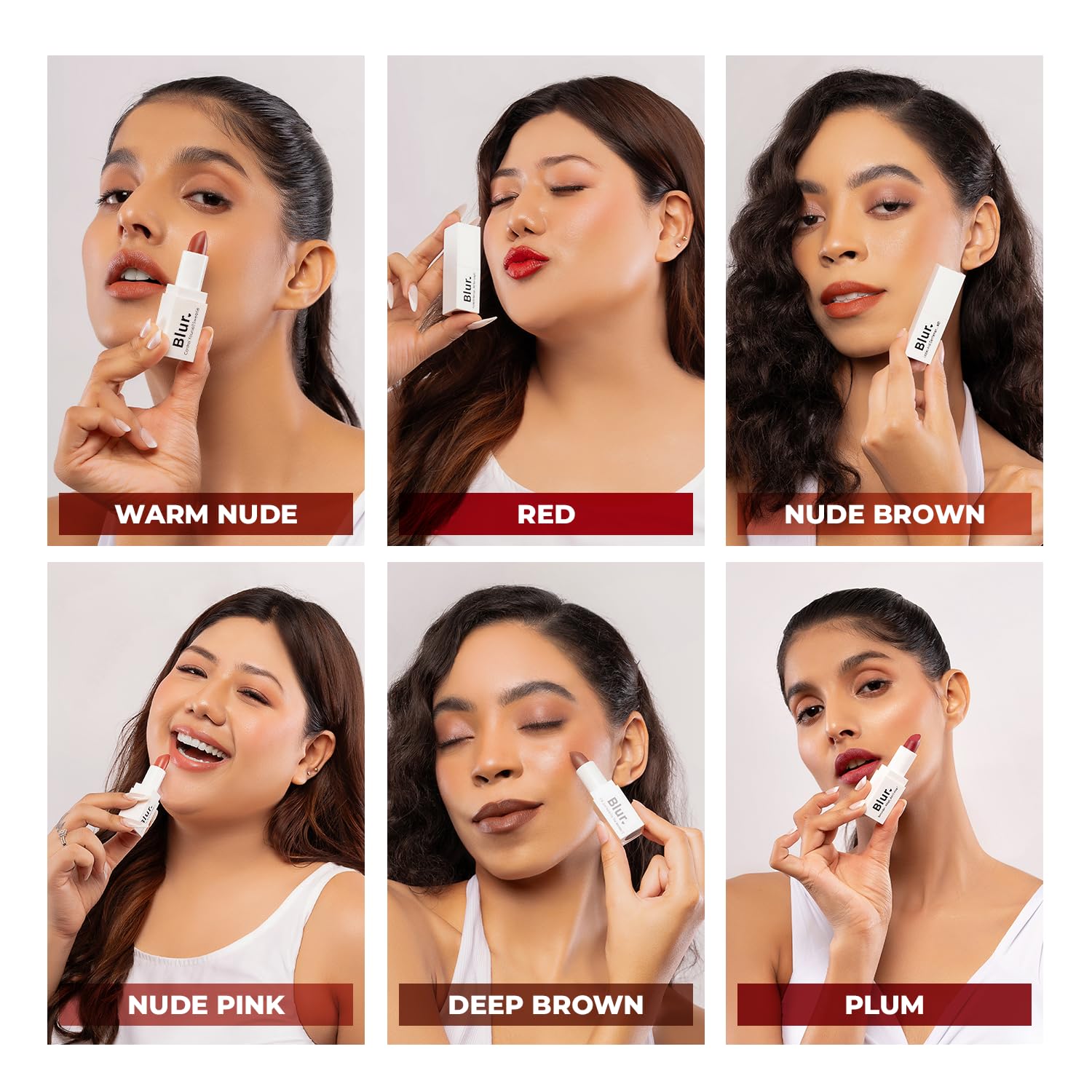 Blur India BLURsticks Set of 6 Lipsticks | All In One - Lipshade, Contour, Blush, & Eyeshadow | Super-Moisturizing, Hydrating, Long-Lasting Velvet Mattes with Cocoa Butter|20 ml each 3