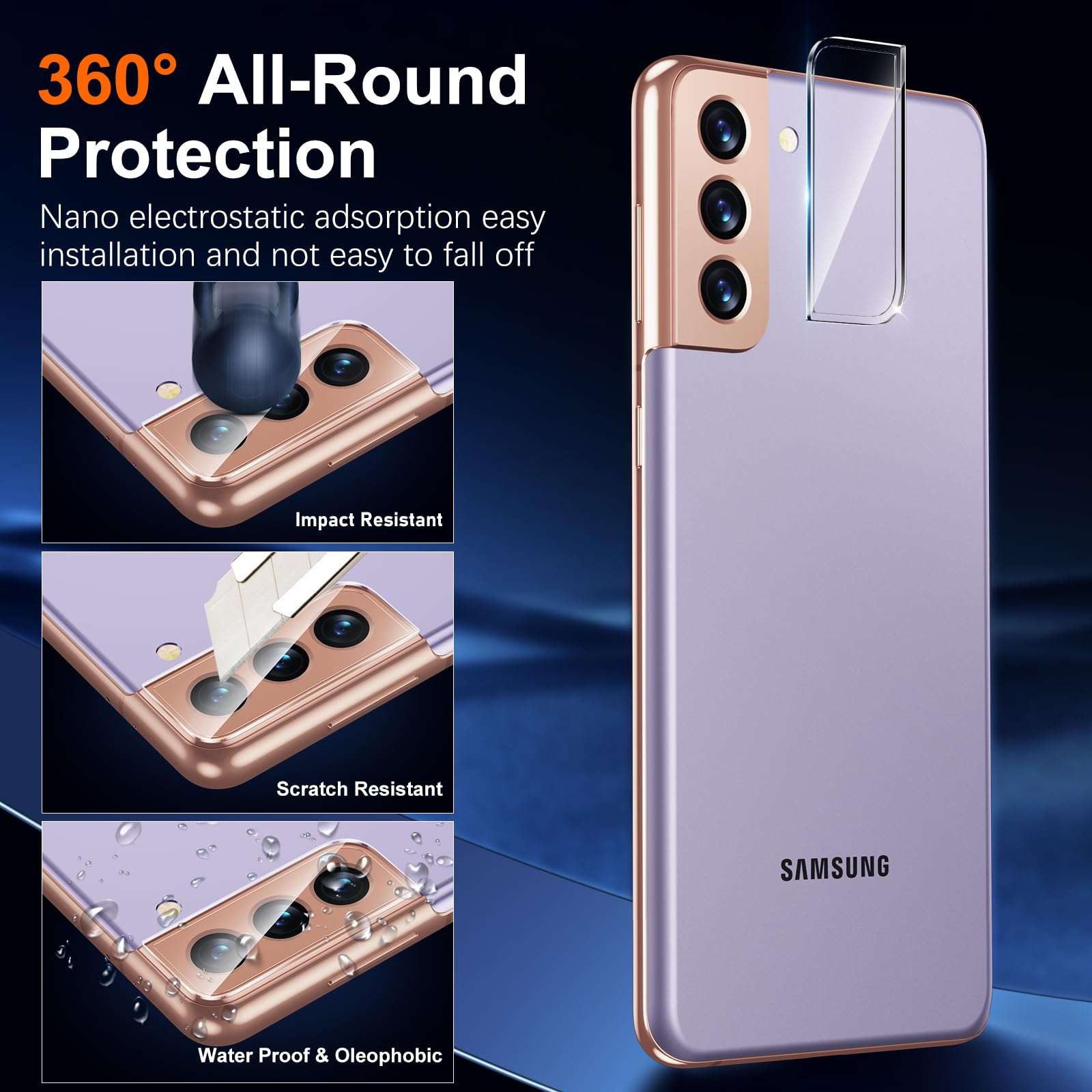 UniqueMe for Samsung Galaxy S21 Plus Screen Protector, 9H Hardness Fingerprint Unlock Samsung S21+ Tempered Glass + Camera Lens Protector with Easy installation Frame - 6.7 inch [ 2+2 Pack ] 4