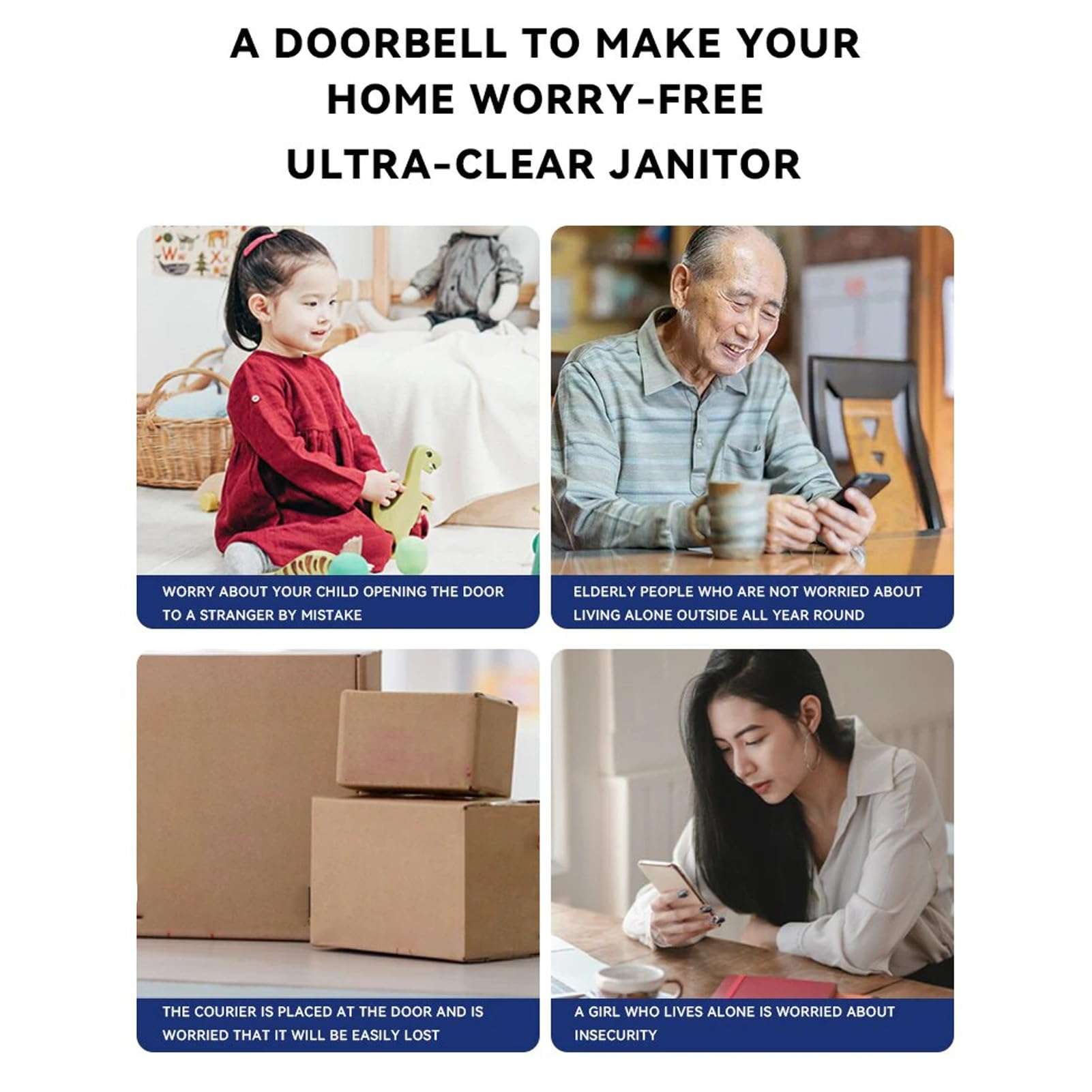 Airshi Doorbell Camera, HD Video Motion Detection Video Doorbell Camera Long Battery Life for Home 6