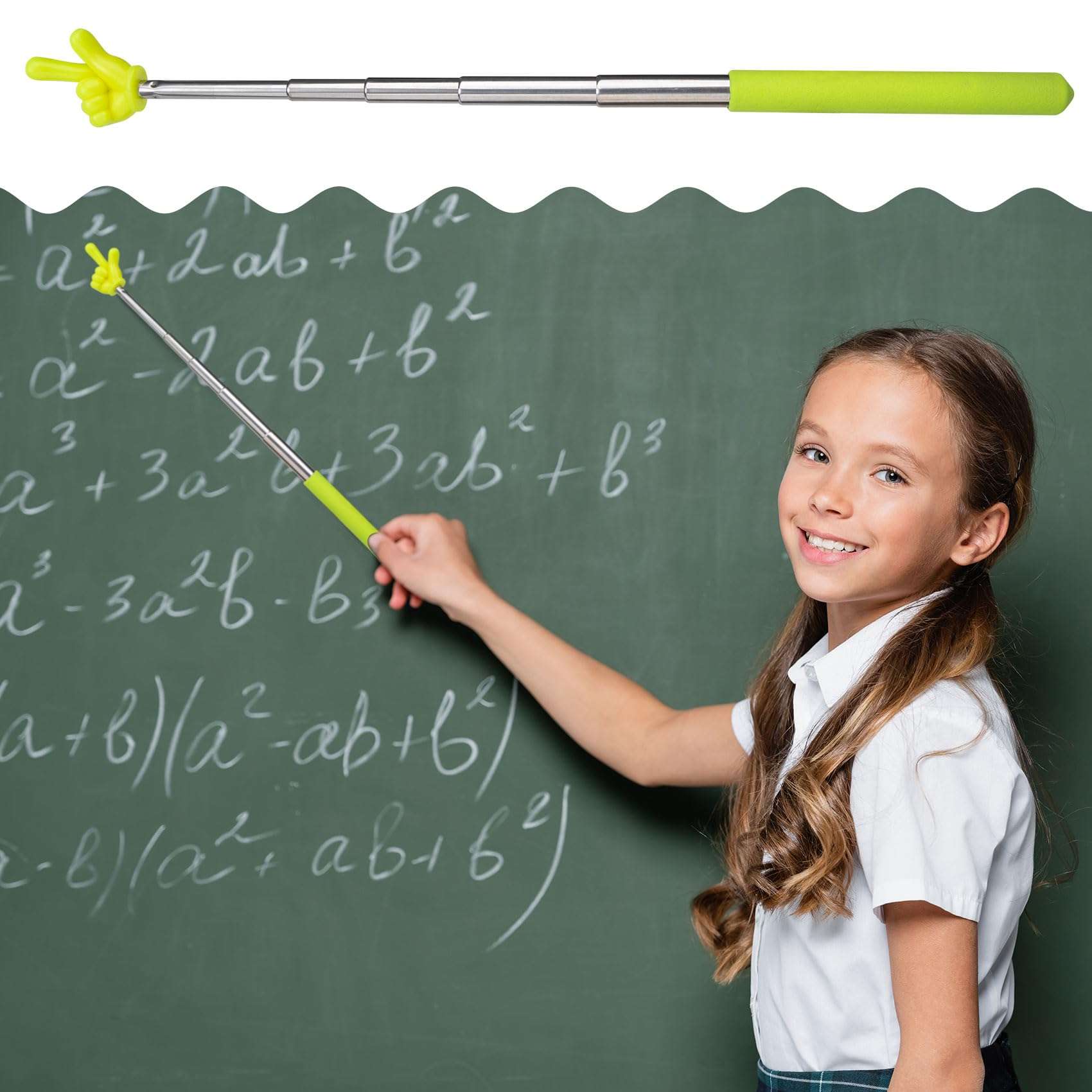 PAGOW 5 Pcs Retractable Teacher Pointer Sticks, 5 Colors Hand Pointer Stick, Student Finger Pointing Sticks, Extendable School Supplies for Reading, Classroom (Blue+Purple+Yellow+Green+Pink) 5