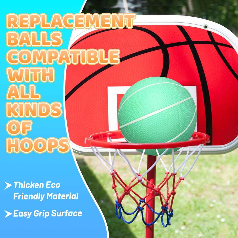 7 Inch PVC Mini Basketball for Indoor Basketball Hoops, 7" Rubber Small Toddler Basketball for Over Door Basketball Hoop Sets, Little Pool Basketballs for Kids, Stocking Stuffer(3 PCS with Air Pump) 3