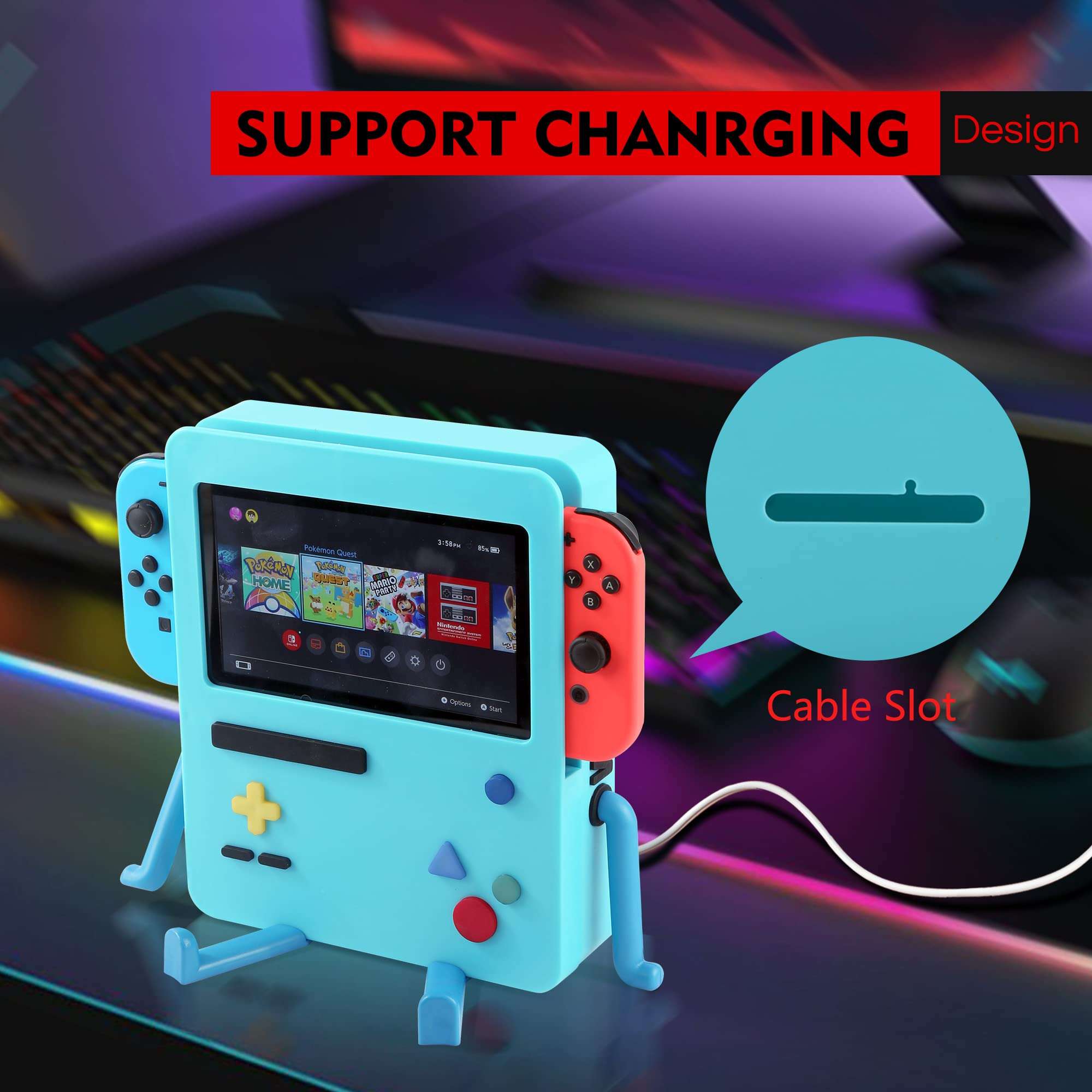 GRAPMKTG Charging Stand with Cooling Fan for Nintendo-Switch Portable Charger Dock Compatible Portable Charger Dock Orange 6