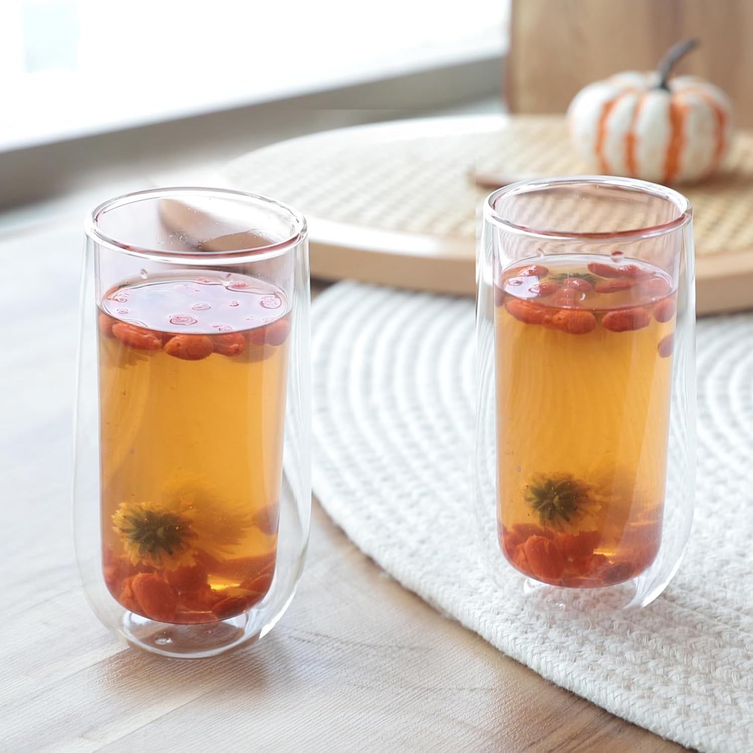 Heart Home 2 Pcs Double Walled Borosilicate Glass | High Thermal Resistance | Microwave & Dishwasher Safe | 240 ML | Pack of 1 | Pink 3