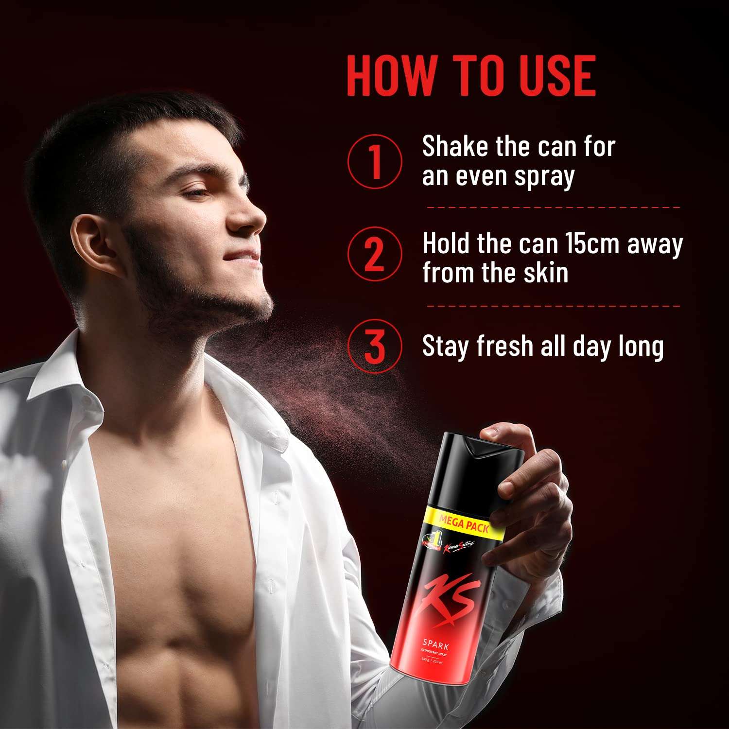 Kama Sutra Spark Deodorant Spray for Men, 145g/220ml 6