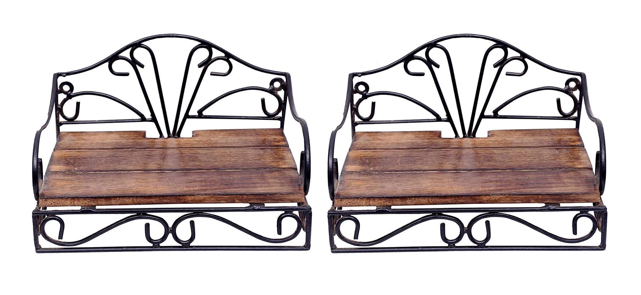 Woodiva Exclusively Designed Wrought Iron & Wooden Set Top Box Stand || Wi-fi Router || TV Entertainment | Set Top Box Holder for Wall | Size - (9 x 7 x 4) inch (ST- 2 Pc.) 3