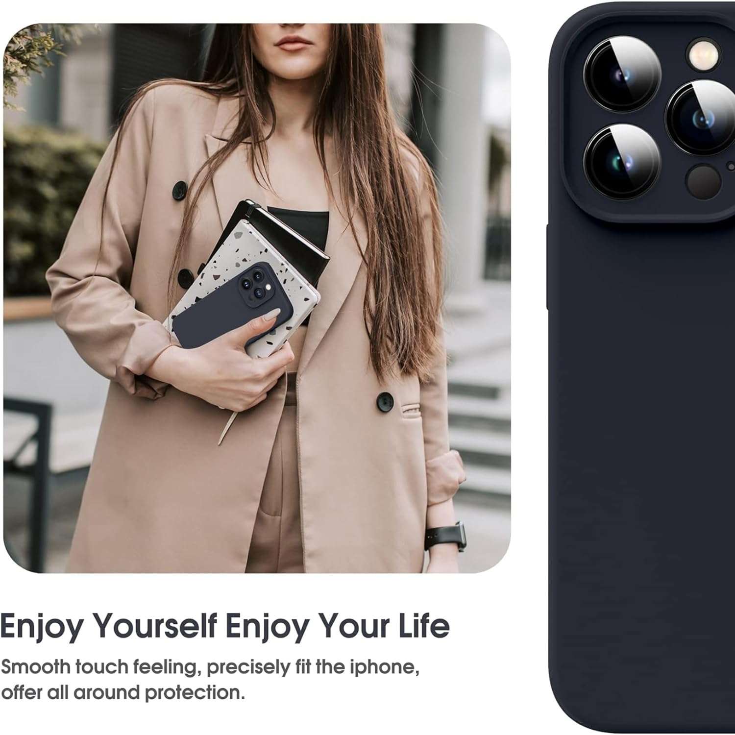 Spacekart Back Cover case compatable for [iPhone 16 pro] Ultra-Thin Slim Fit Soft Silicon Back Cover Case Flexible TPU Matte Finish Coating Light Protective - Black 6