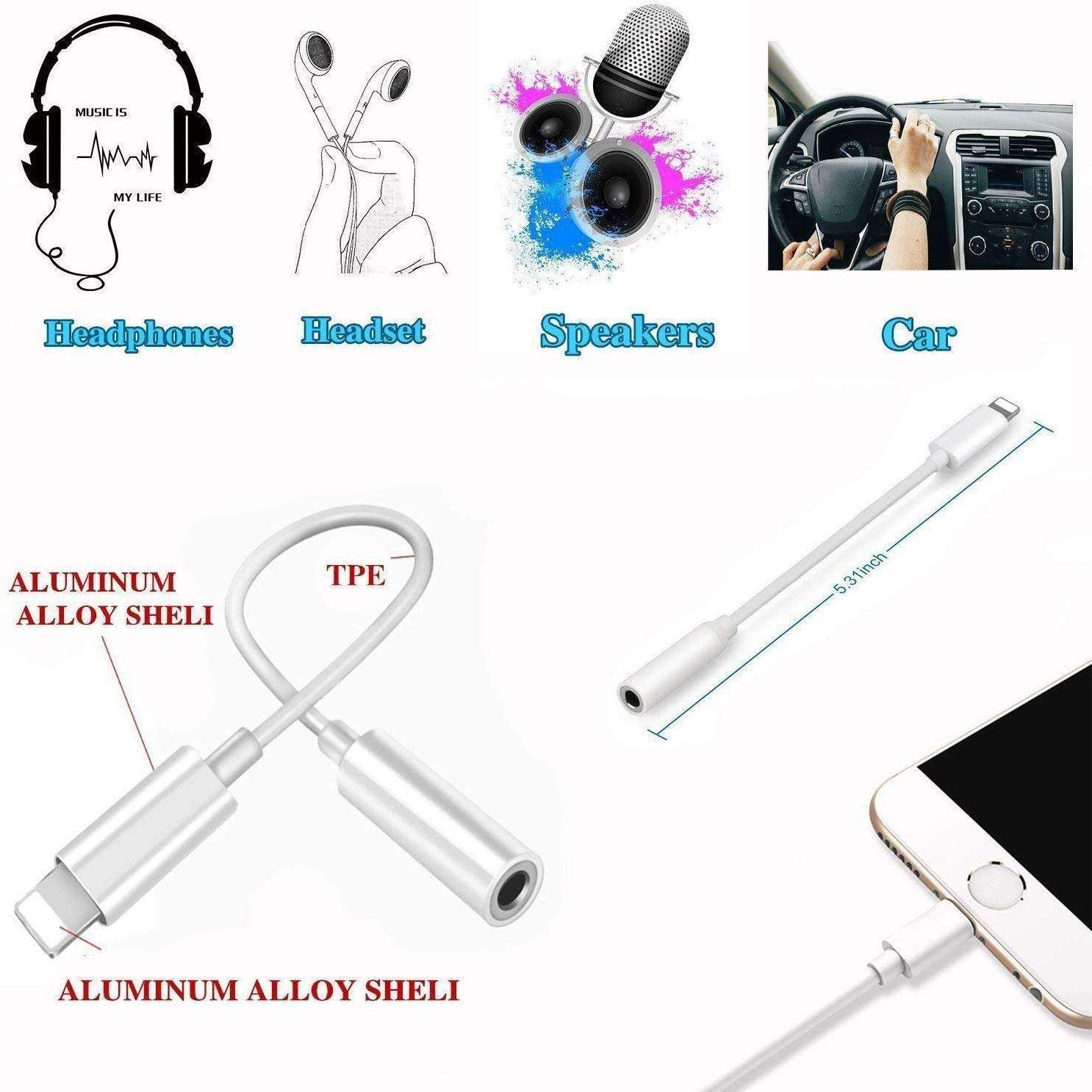 Apple MFi Certified Lightning to 3.5mm Headphone Jack Adapter, 3 Pack, Compatible with iPhone 13, 12, 11 Pro XR XS Max X, iPad, iPod Touch, Perfect for Music, Movies, and More 6