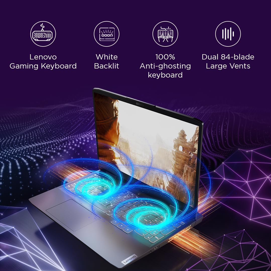 Lenovo LOQ Intel Core i5-12450H 15.6" (39.6cm) FHD IPS 144Hz 350Nits Gaming Laptop (16GB/512GB SSD/Win 11/NVIDIA RTX 4050 6GB Graphics/Office 2021/3 Month Game Pass/Storm Grey/2.4Kg), 82XV00F6IN 2