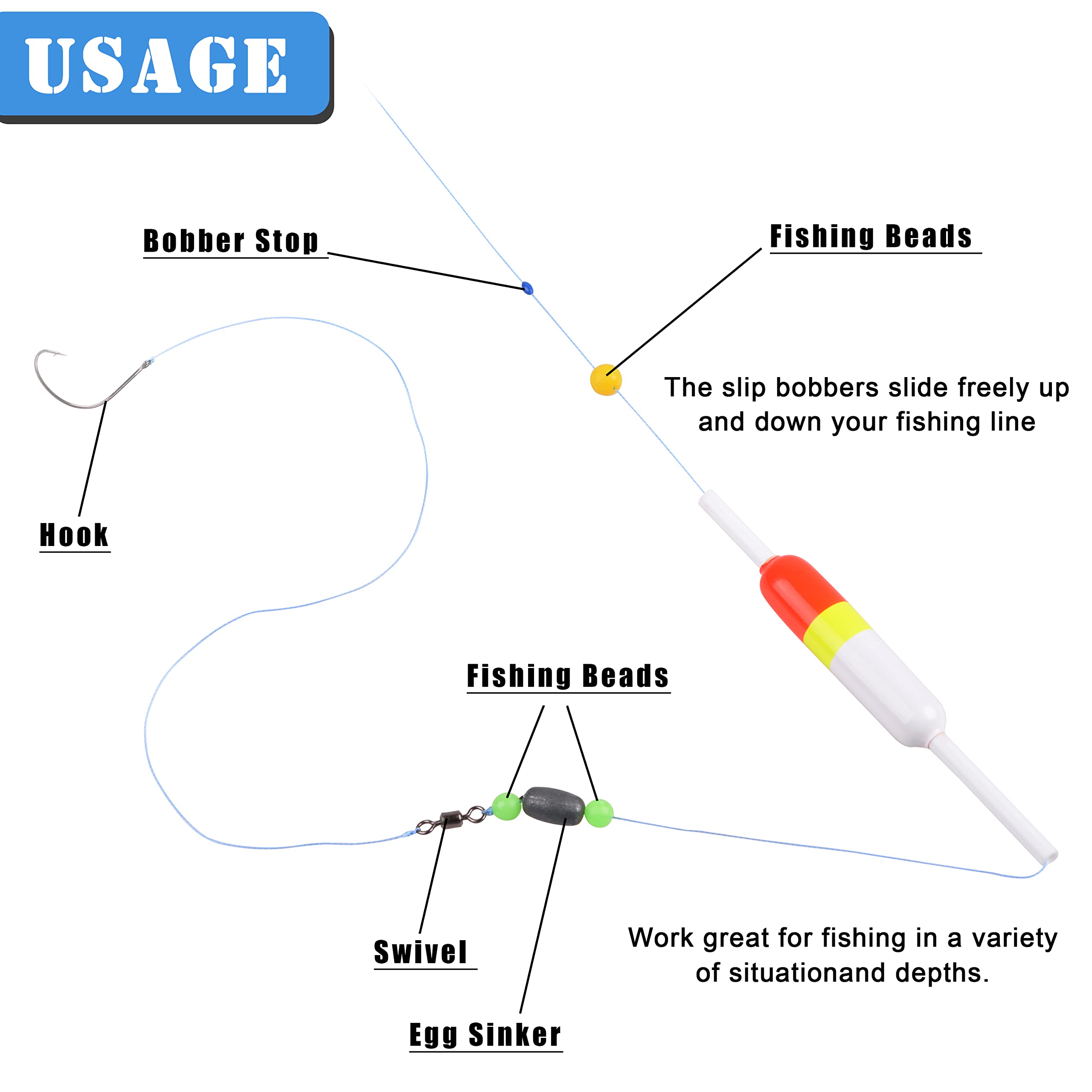 AGOOL Slip Bobbers Fishing Floats and Bobbers Wood Slip Floats Stick Slip Bobbers for Crappie Panfish Walleyes Trout Bass Fishing 5/10pcs 3