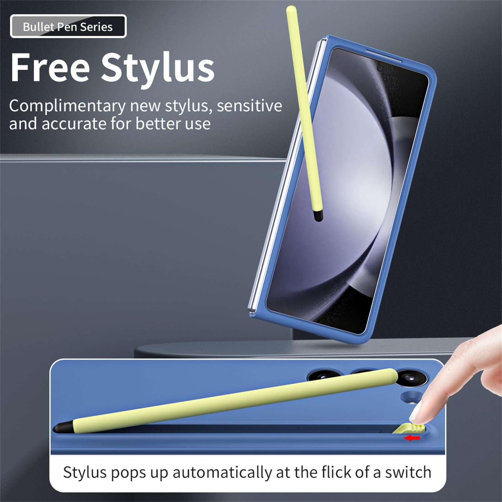 CCSamll for Samsung Galaxy Z Fold 6 Case with Screen Protector & S Pen Holder, Slim Full Body Shockproof Protective Phone Cover Case with Glass Film for Samsung Z Fold 6 FL Blue 3