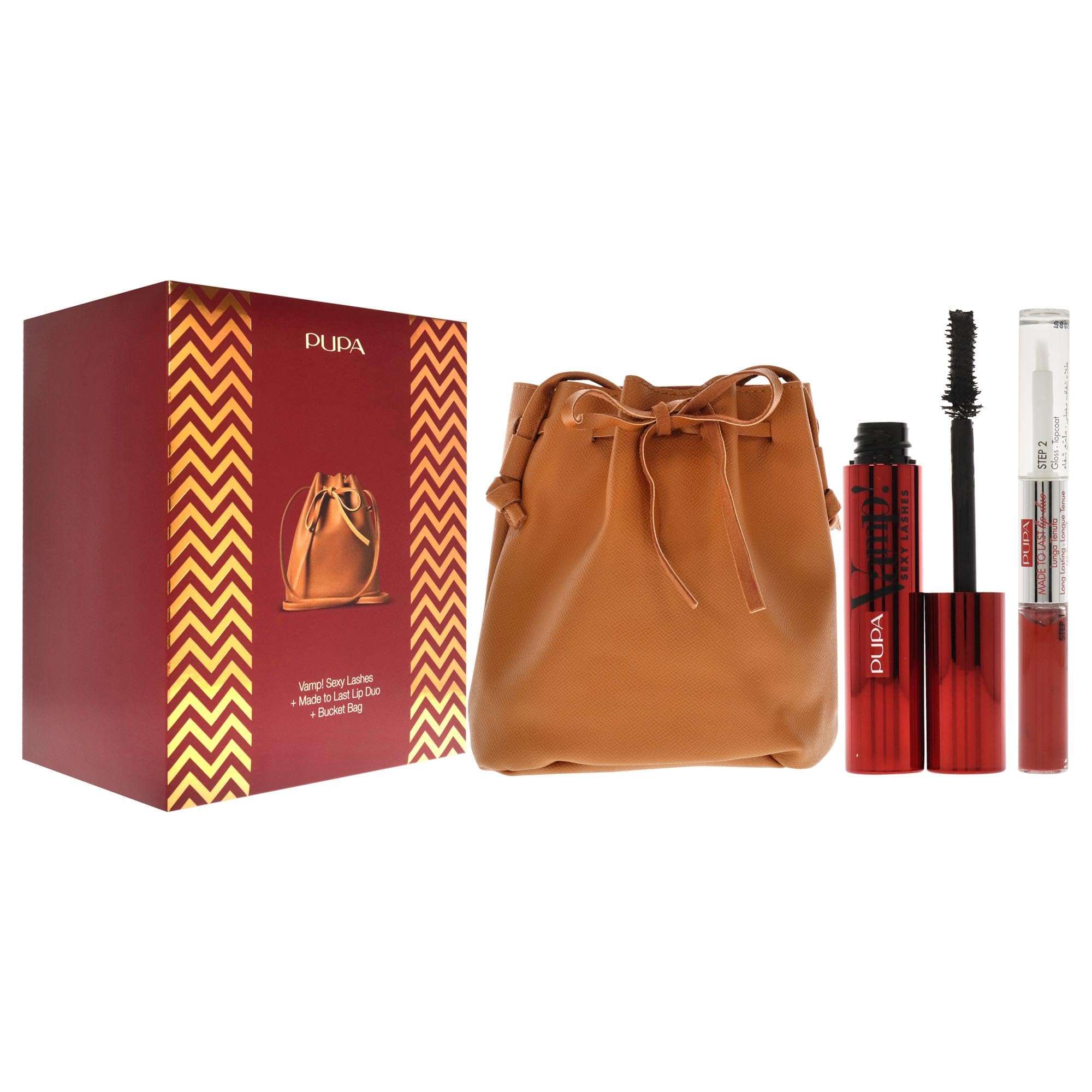 PUPA Milano Vamp! Sexy Lashes And Made To Last Lip Duo Set - Lengthens And Separates Lashes - Defines Lips, Adds Color And Shine - Paraben-Free Formula - Mascara, Lipstick And Bag - 3 Pc Mascara Kit 4