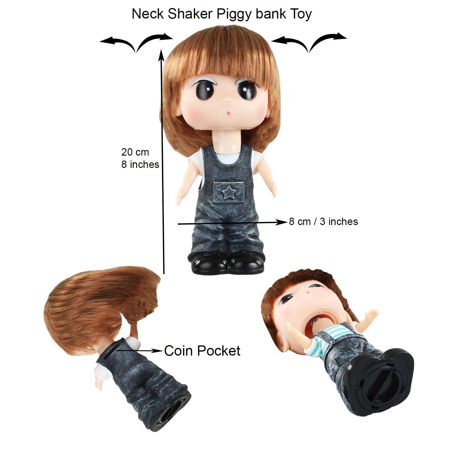 Shivexim® Cute Doll Piggy Bank (Black) 5