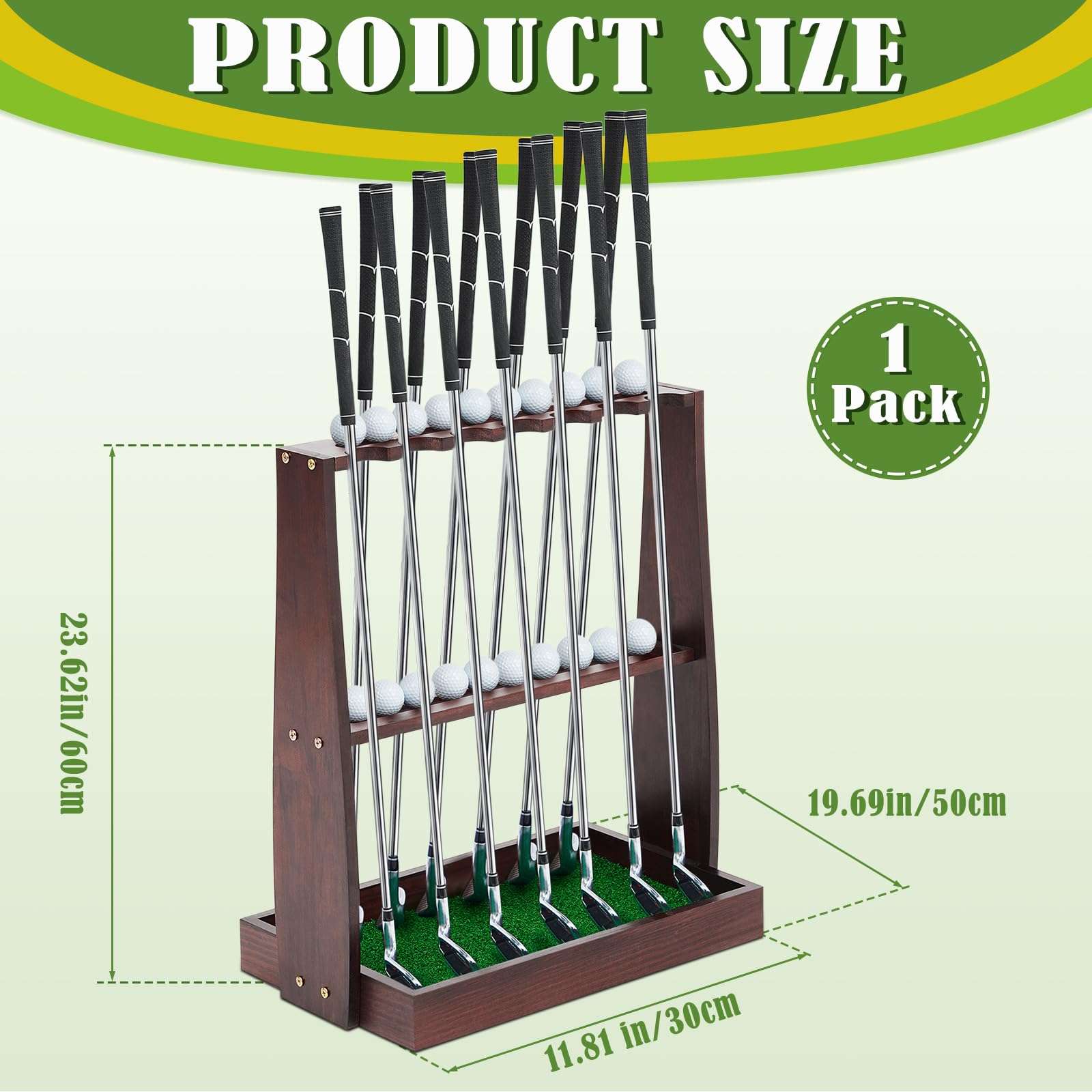 Lenwen Golf Club Rack Wooden Golf Putter Stand Holder Indoor Display Rack Holds 13 Clubs and 20 Golf Balls for Club Home Golf Simulators, Brown 4