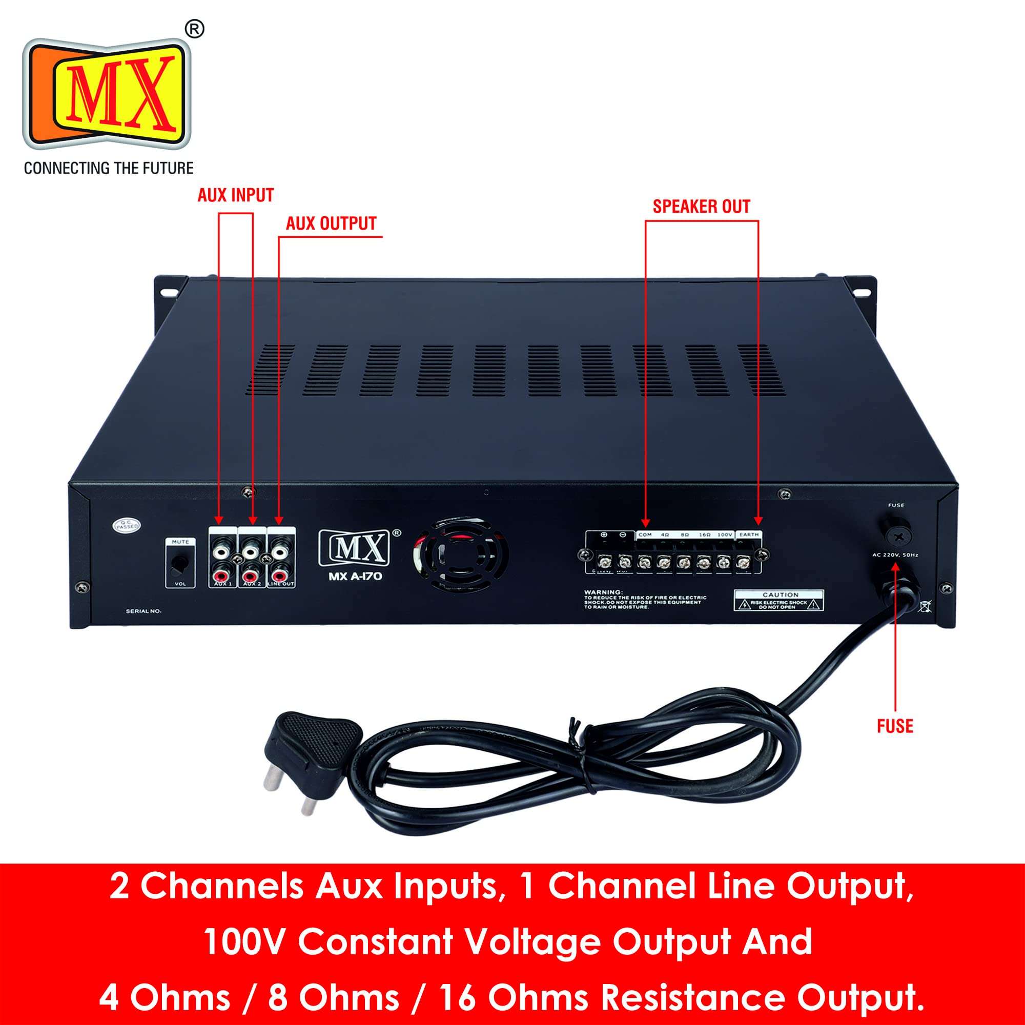 MX (A-170) PA AMPLIFIER WITH LCD DISPLAY,KARAOKE FUNCTION,USB,AUX,MIC,BLUETOOTH,LINE PERFECT FOR HOME AND OUTDOOR FUNCTION 4