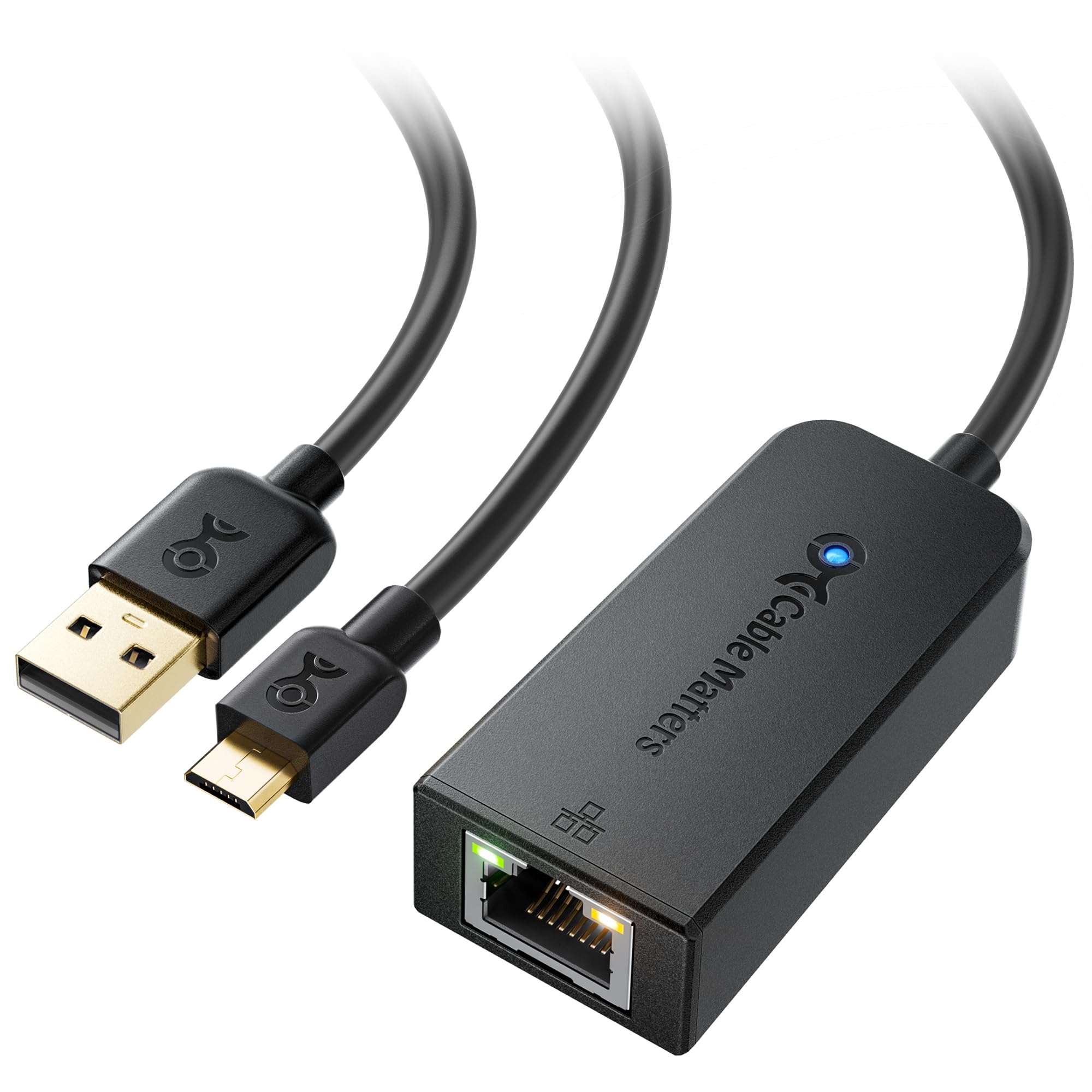 Cable Matters Micro USB to Ethernet Adapter Up to 300+Mbps, Fire Stick Ethernet Adapter, Compatible with Fire TV Stick, Chromecast (Gen 1-3, up to Aug 2020), Google Home Mini - Not for Roku 1