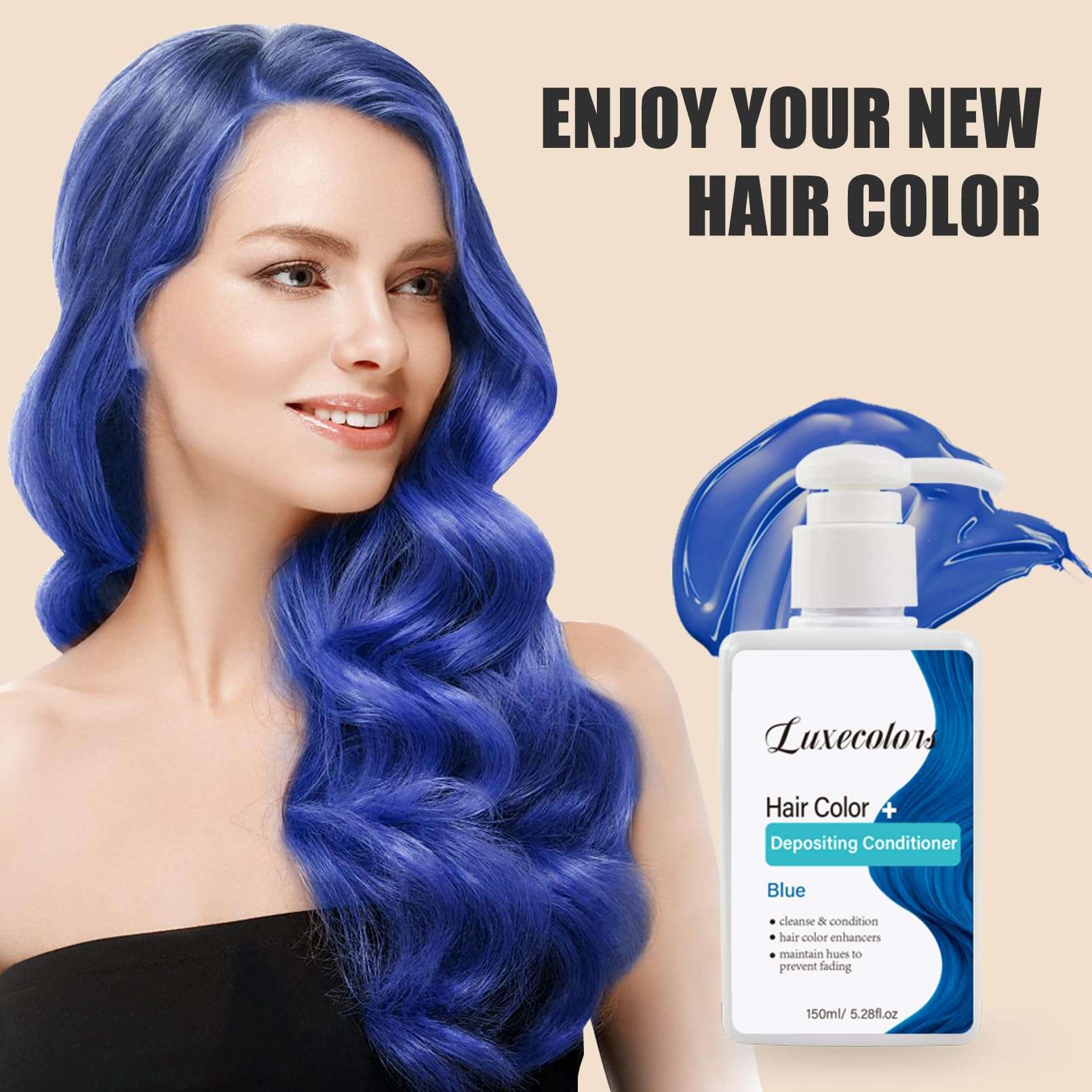 Depositing Hair Mask, Hair Refreshing Conditioner, Non-foaming, Cruelty-free 5.28 fl.oz (Blue) 6