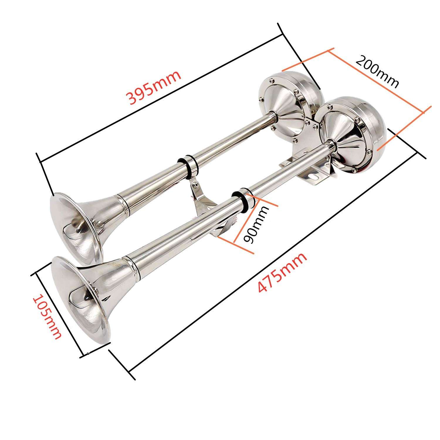 Viping Horn Electric Horn for 24V Vehicles - Marine, Car, Trucks & More - Stainless Steel 304, 150DB Loud Speaker 3