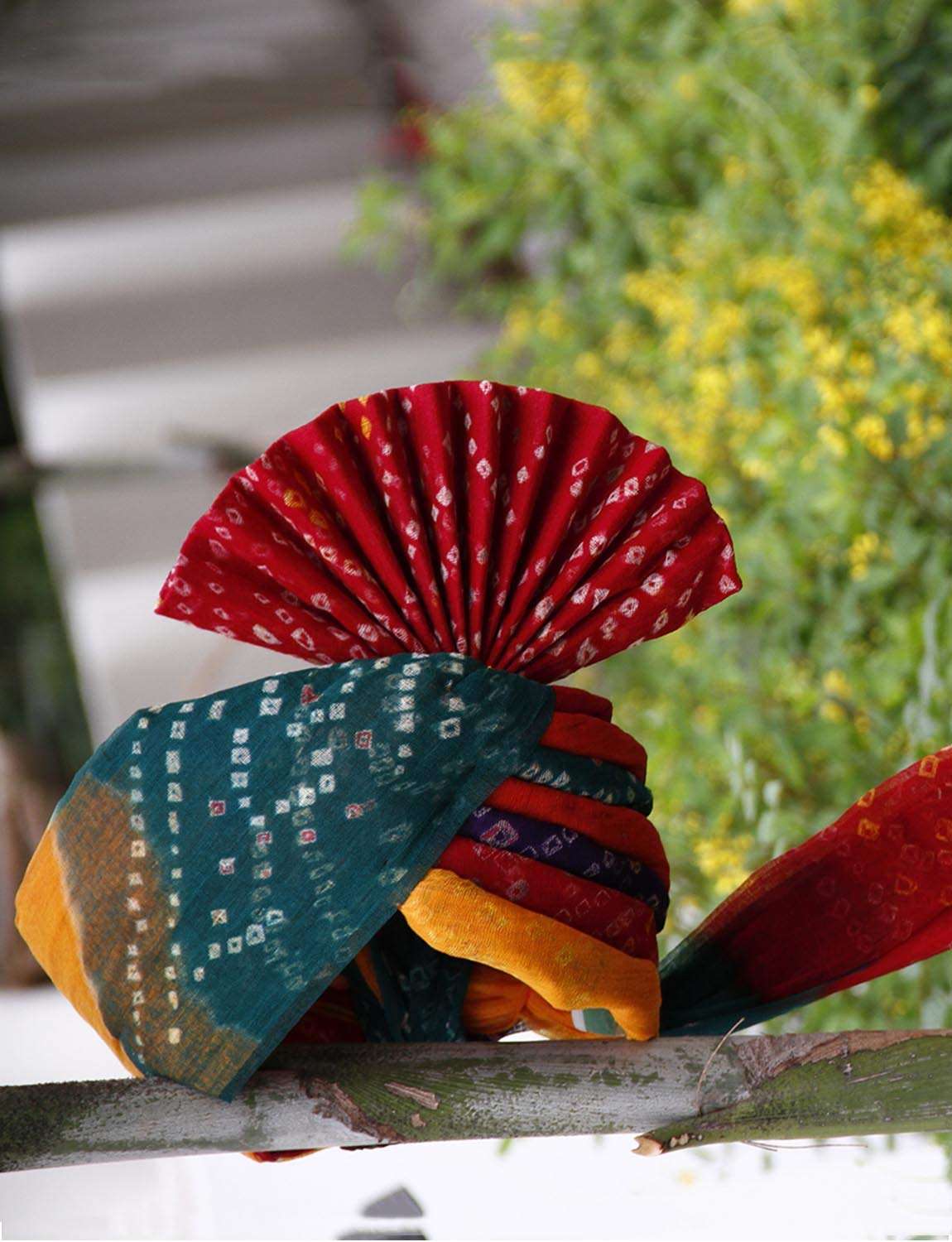 KALAPURI Traditional Handstitched Ready to Wear Panchrangi Jodhpuri Bandhej Cotton Pheta (Turban Safa) for Men for Wedding/Marriage and Traditional Function in 21 Inches 6