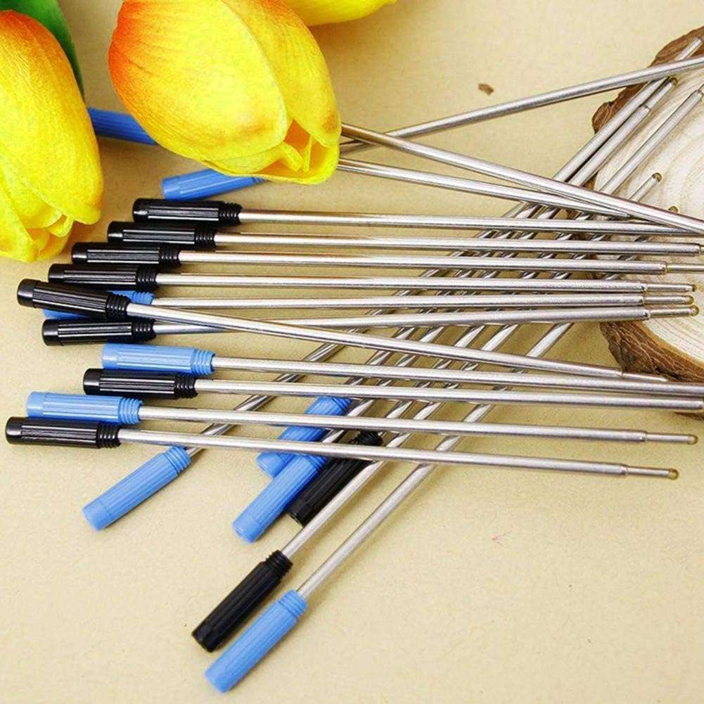 10Pcs Black Ink Ballpoint Metal Pen Refill 1.0mm Length 11.6cm and Short Steel Blue Replacement V8B4 Re Pen Refill Office Supplies Writing and Correction Supplies 4