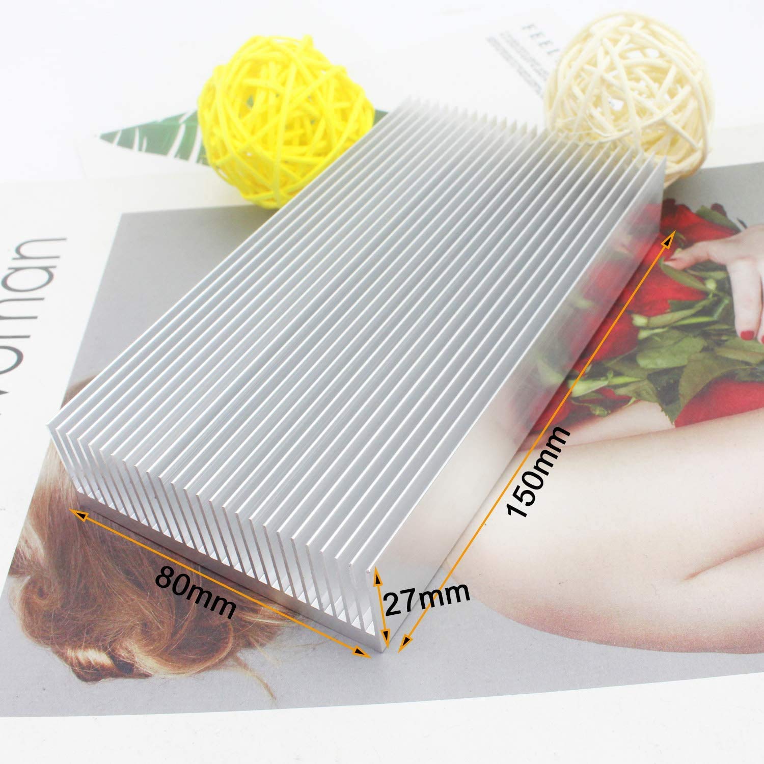 WeiMeet 2 Pack Aluminum Heat Sink Heatsink Module Cooler Fin for High Power Transistor Semiconductor Devices with 26 Pieces Fins 150mmx 80mm x 27mm 3