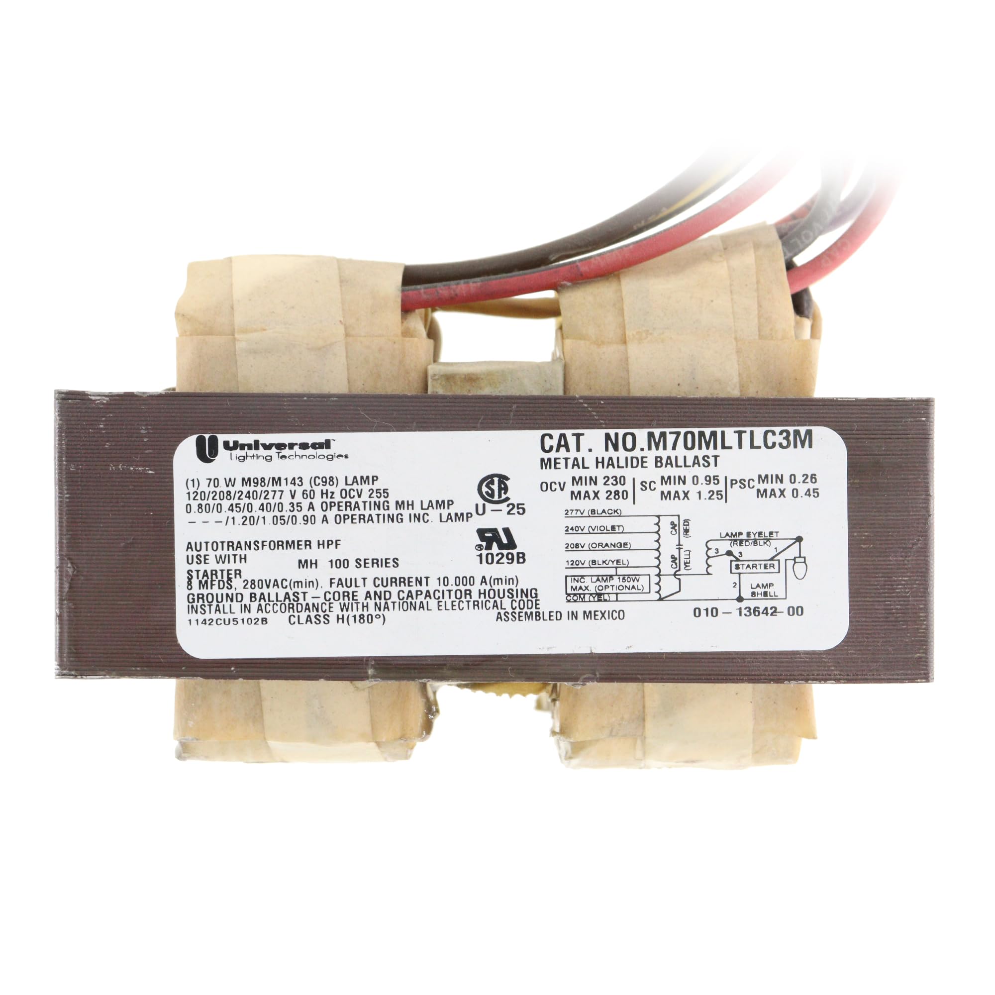 Universal Lighting Technologies M70MLTLC3M-522C Metal Halide MH Ballast, 70W M98, 120/208/240/277V 3