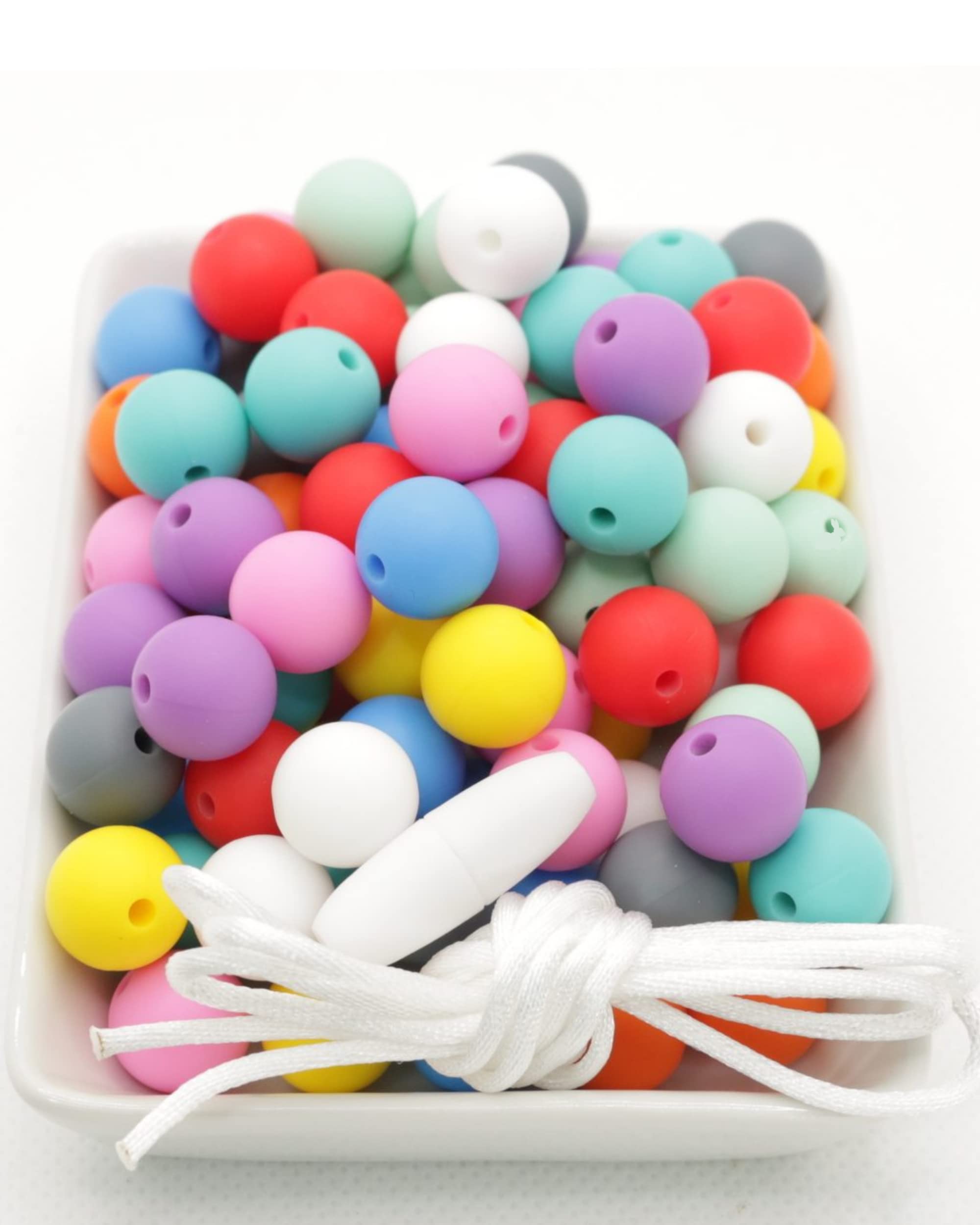 Silicone Beads for Keychain Making, Necklace, Bracelet by BLUE RABBIT CO, Medium Bulk Beads & Bead Assortments, Silicon Beads (12mm, 100PC, Original) 1