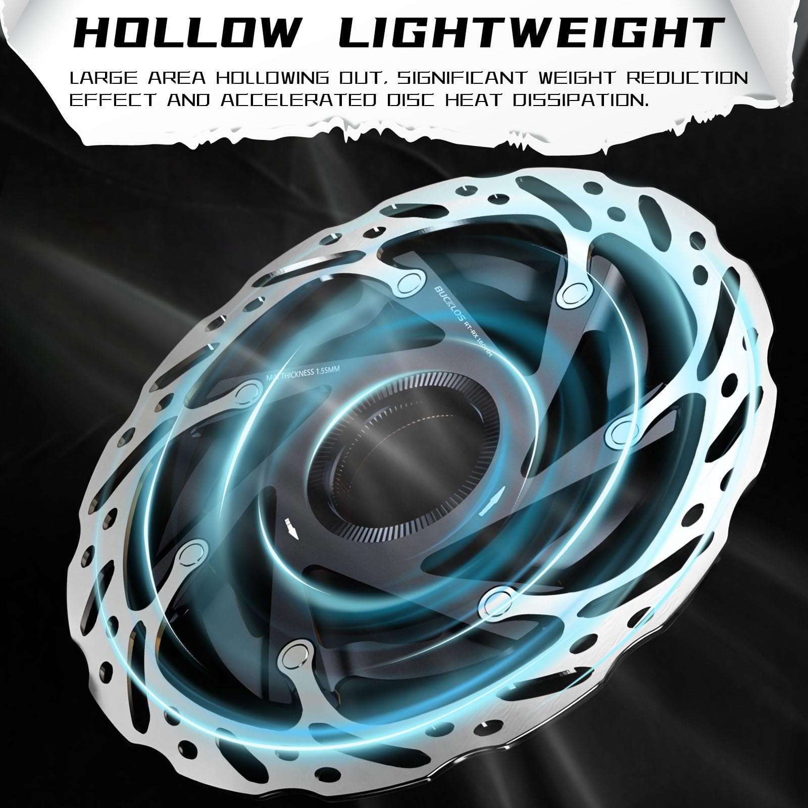 BUCKLOS Centerlock 160mm Bike Disc Brake Rotor - Mountain Bike Road Bike MTB Center Lock Stainless Steel Bicycle Disc Brakes Rotors for E-bike/BMX(Black) 5