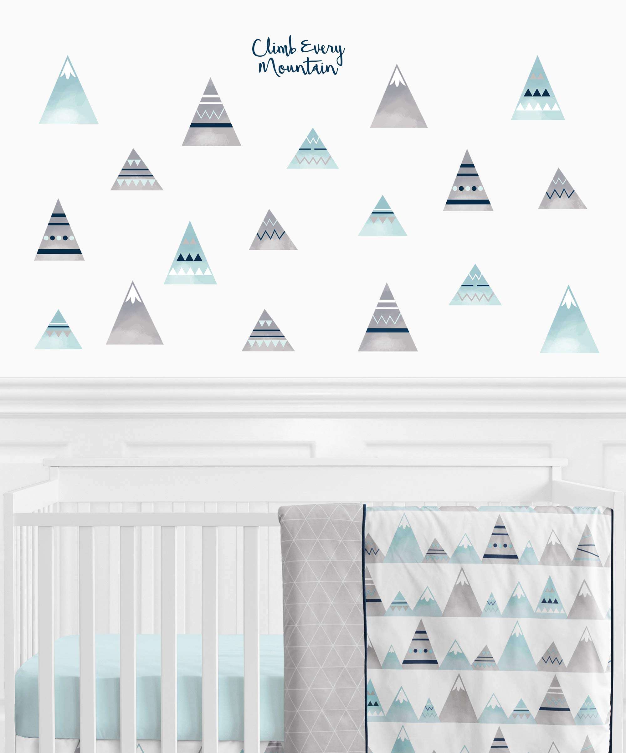 Sweet Jojo Designs Navy Blue, Aqua and Grey Aztec Peel and Stick Wall Decal Stickers Art Nursery Decor for Mountains Collection - Set of 4 Sheets 3