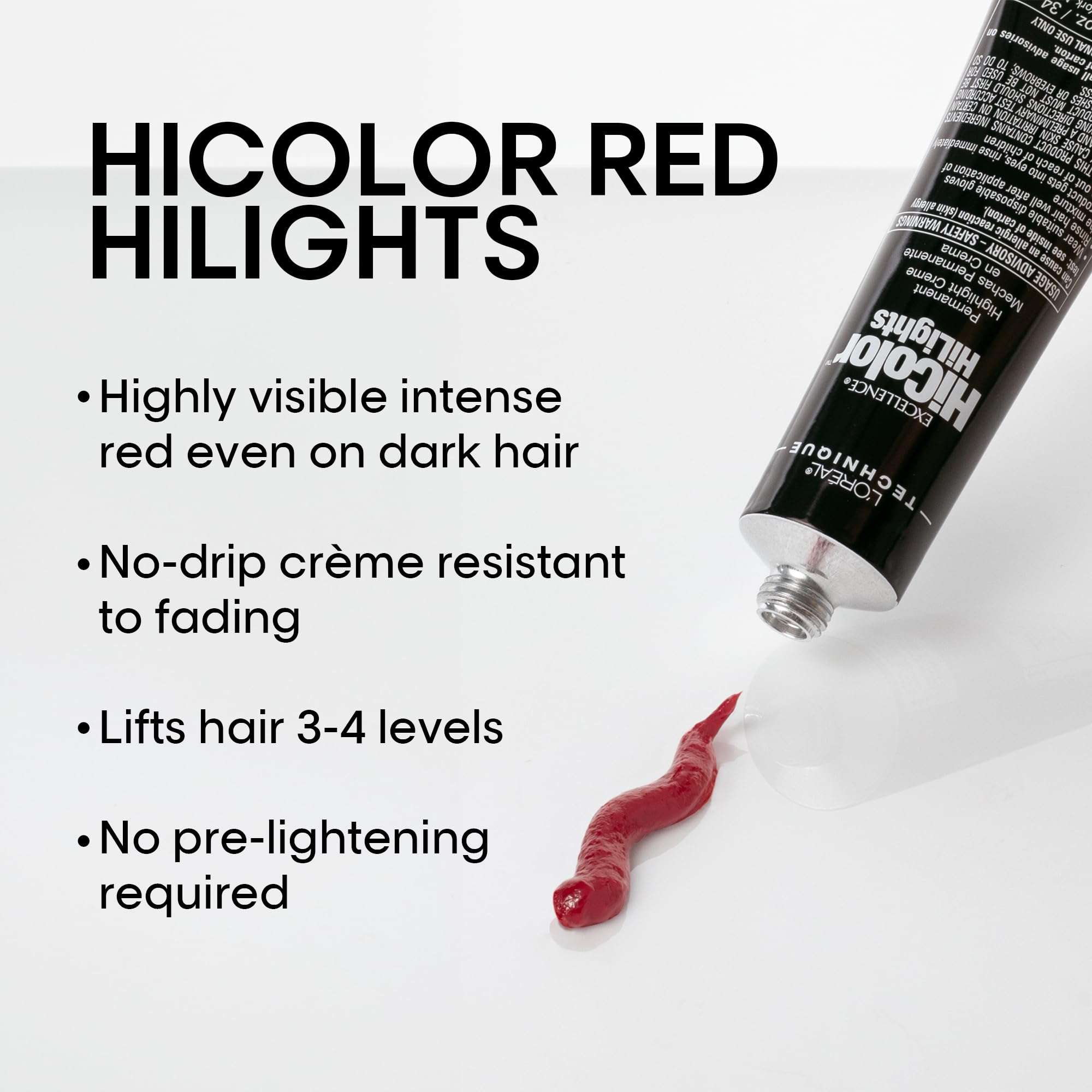 L'OREAL TECHNIQUE HiColor Red HiLights Permanent Hair Color for Dark Hair | Intense Red Highlights | No Pre-Lightening Required | Rich, No-Drip Creme | Quick Processing Time | Magenta 3