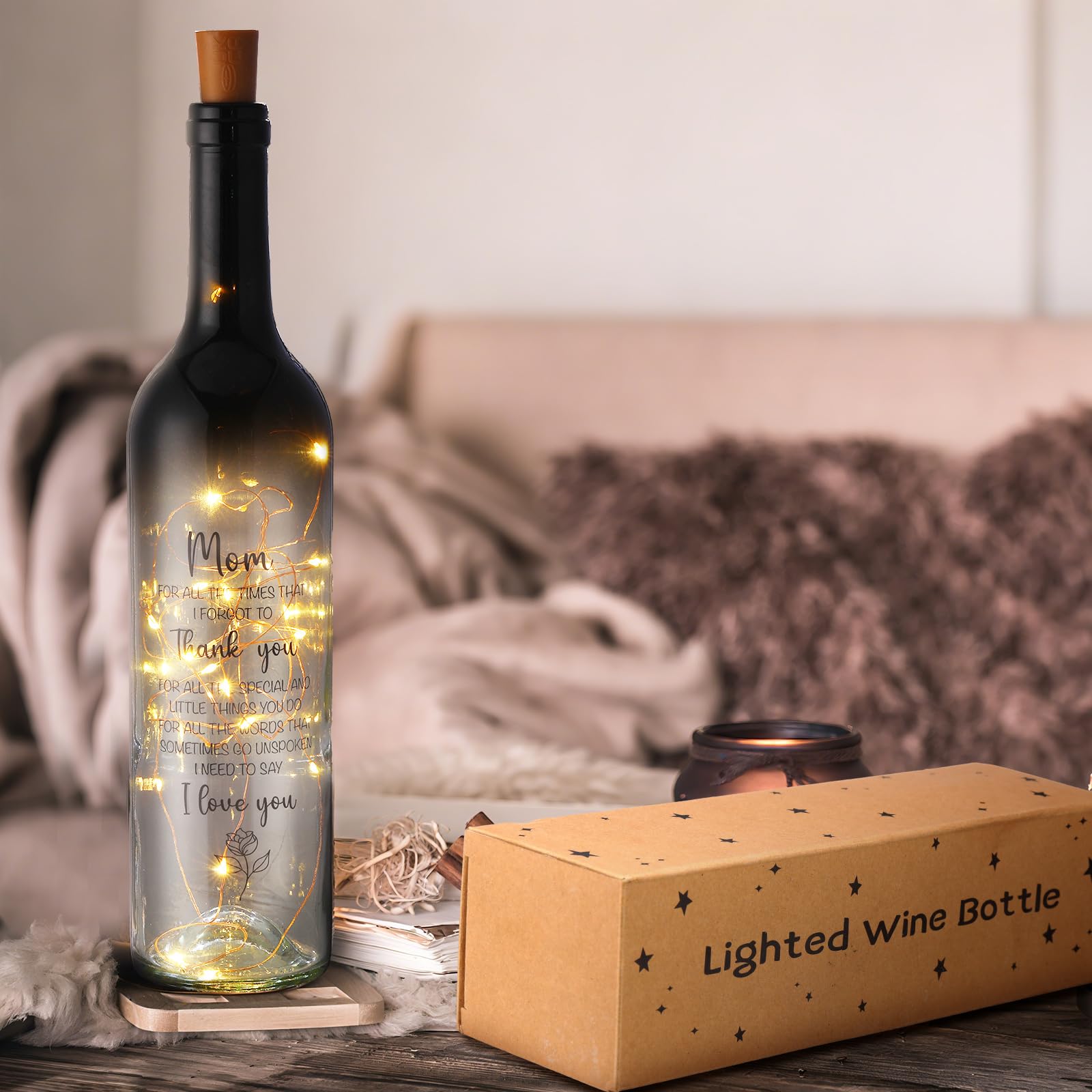 Umigy Christmas Mom Gifts for Women Wine Bottle Lights with Cork Gifts from Daughter Son to Mother Light up Lamp Decor LED Glass Waterproof Cork Light for Home Decorations Birthday Party Holiday Decor 5