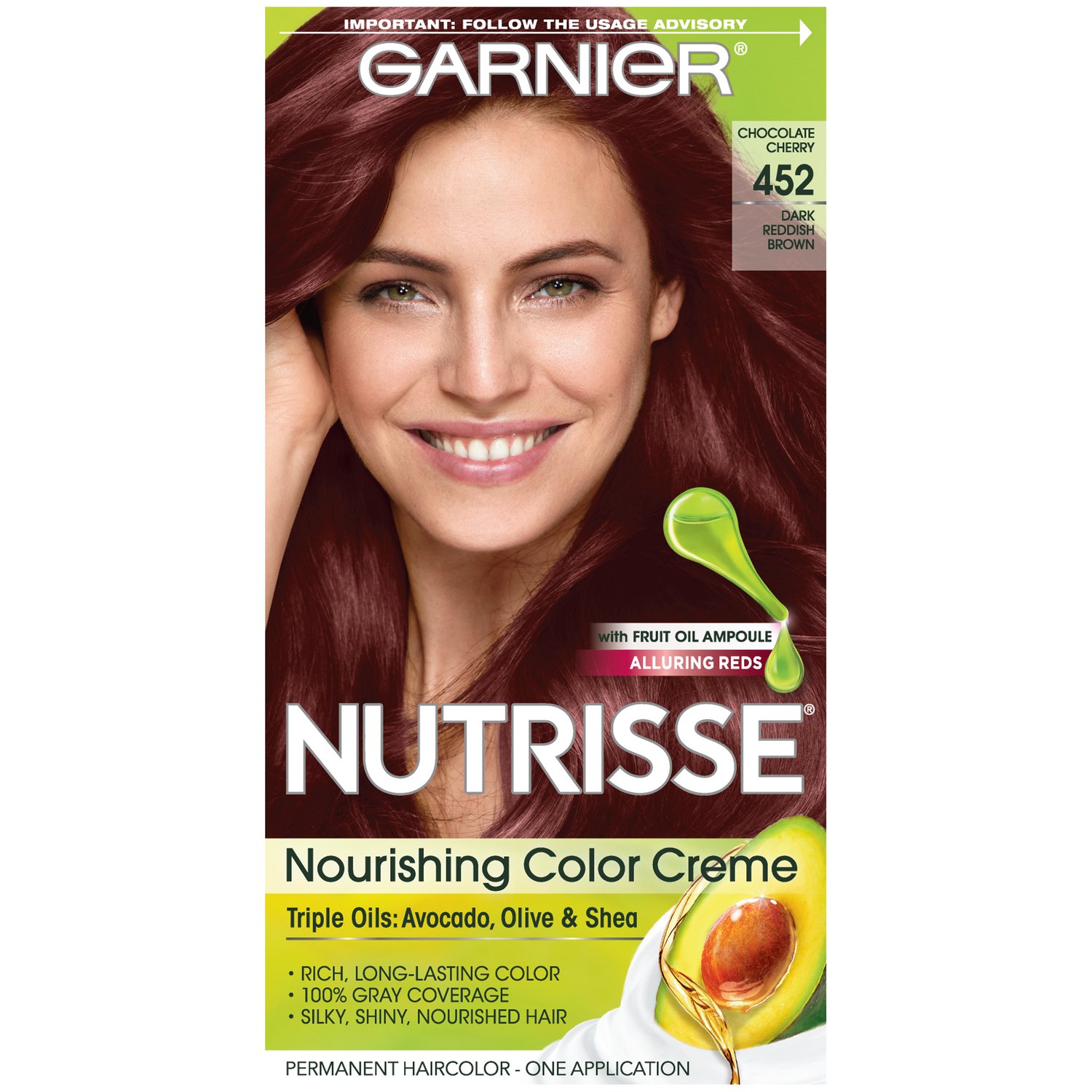 Garnier Nutrisse Nourishing Hair Color Creme, 452 Dark Reddish Brown (Chocolate Cherry), 3 Count 1