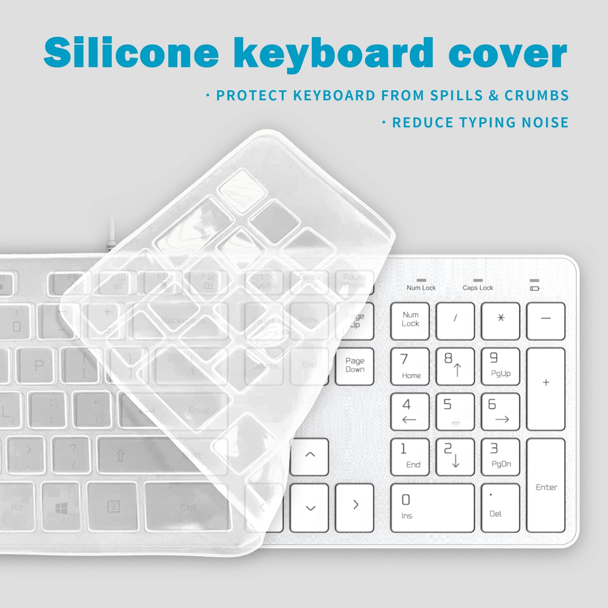 B.FRIENDIT Wired USB Keyboard, Comfortable Quiet Chocolate Keys, Durable Ultra-Slim Wired Computer Keyboard(QWERTY) for PC, Windows 11/10/8/7/XP/Vista KB1430 - Silver 5