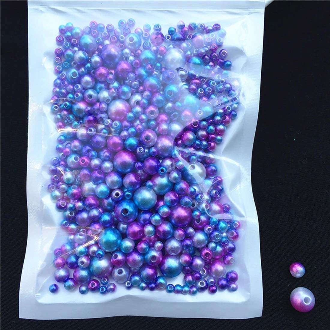 Diy Crafts 16109 Size 3/4/5/6/8mm Beads With Hole Colorful Pearls Round Acrylic Imitation Pearl Diy for Jewelry Making Nail, Pack of 450 150x3 (Pink) 4