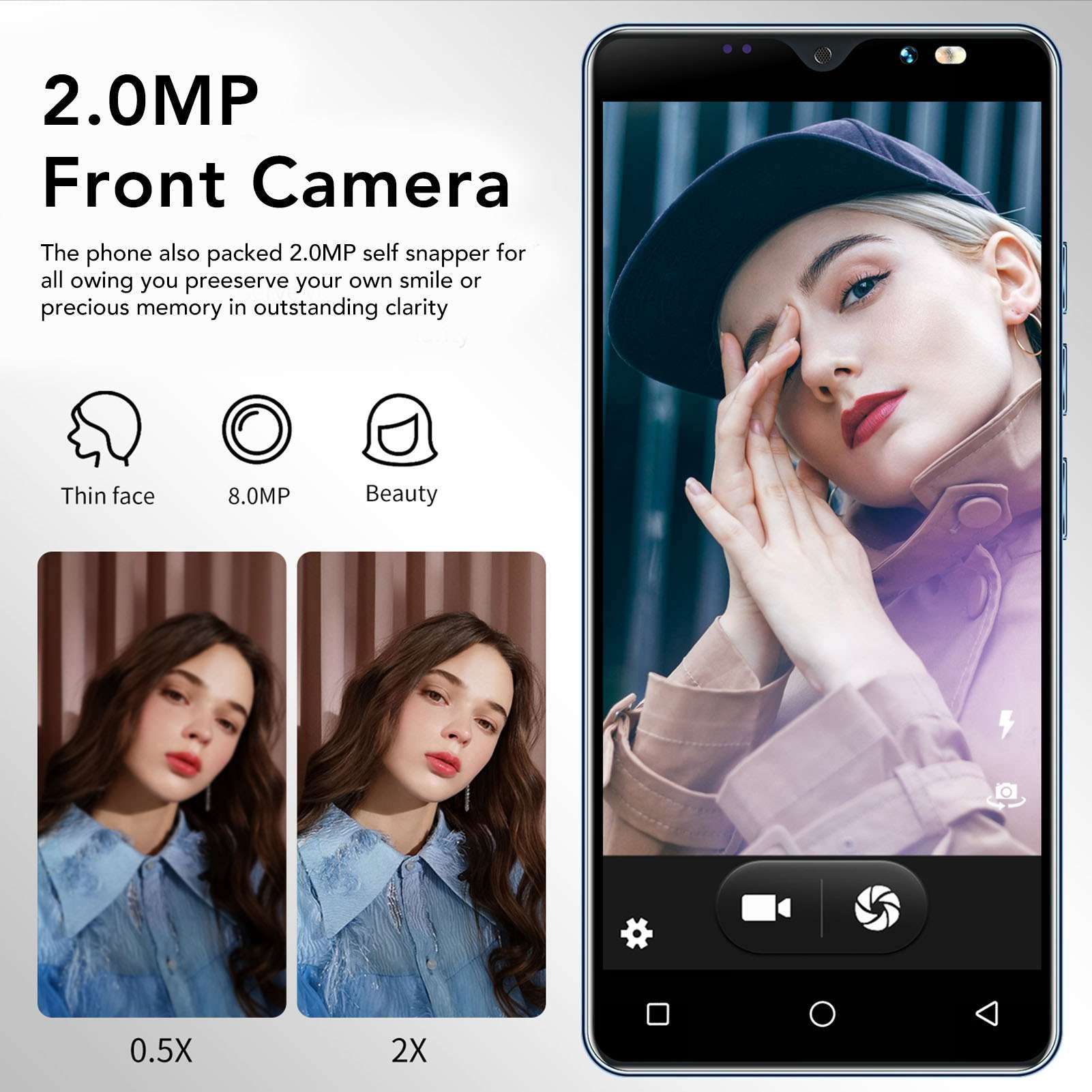 Yoidesu MI11 Smartphone, 4.66in FHD Screen 3G Network Cell Phone, 1GB RAM 8GB ROM, Dual SIM, Face Unlocked, 2MP Front and 5MP Rear Camera, 2500mAh Battery Mobile Phone(Blue) 6