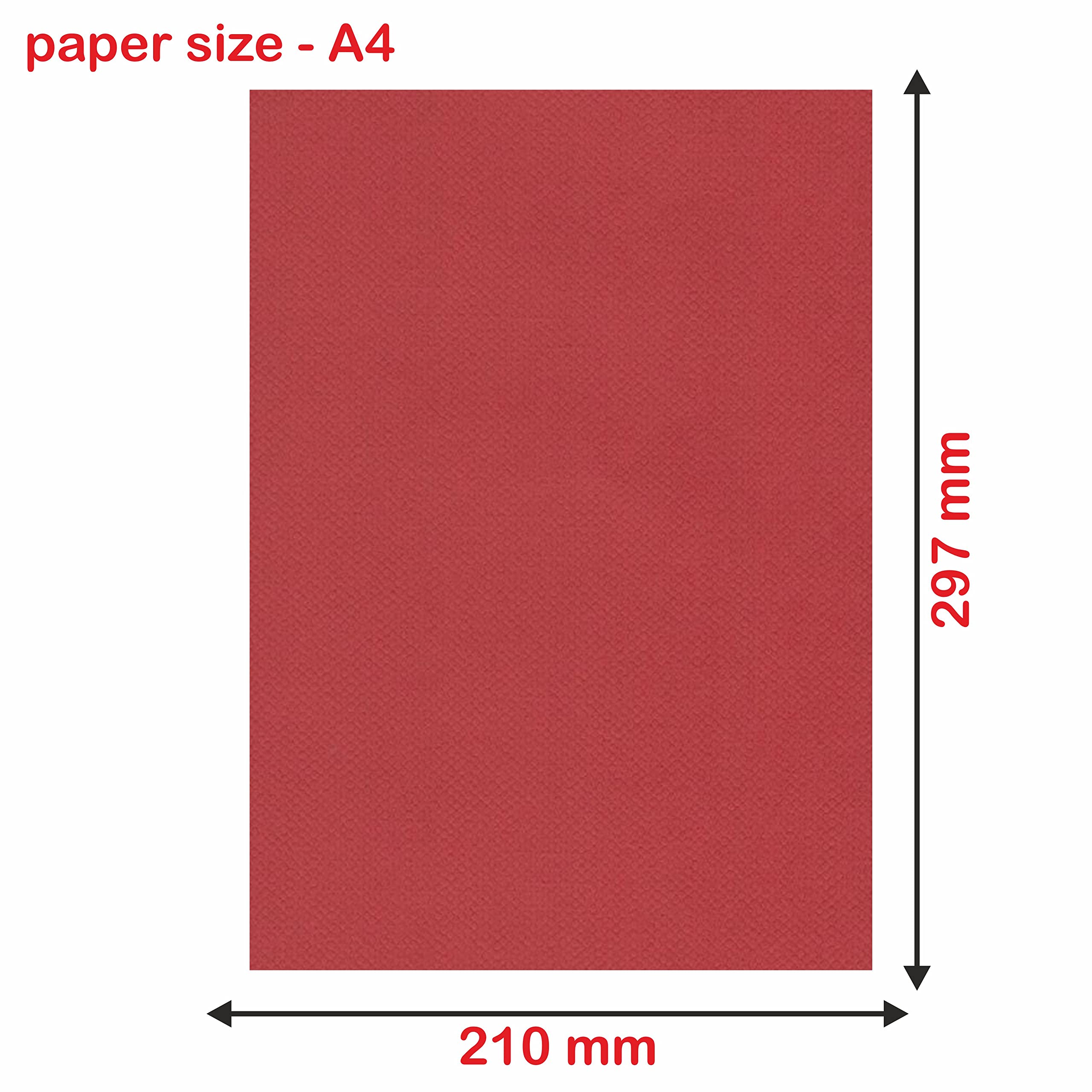 CHELNA (Pack of 500 Sheets) Richmond Red(Red) Texture Paper A4 Size GSM 120. Useful for Packaging, Book Wraping,Decoration, Art Craft,Scrapbooking, School Project, Tag Making(Not for Printing) 4