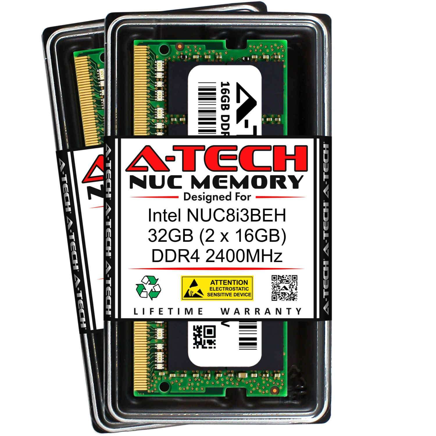 A-Tech 32GB (2 x 16GB) RAM for Intel NUC8i3BEH NUC Kit | DDR4 2400MHz PC4-19200 1.2V SODIMM Memory Upgrade Kit 1