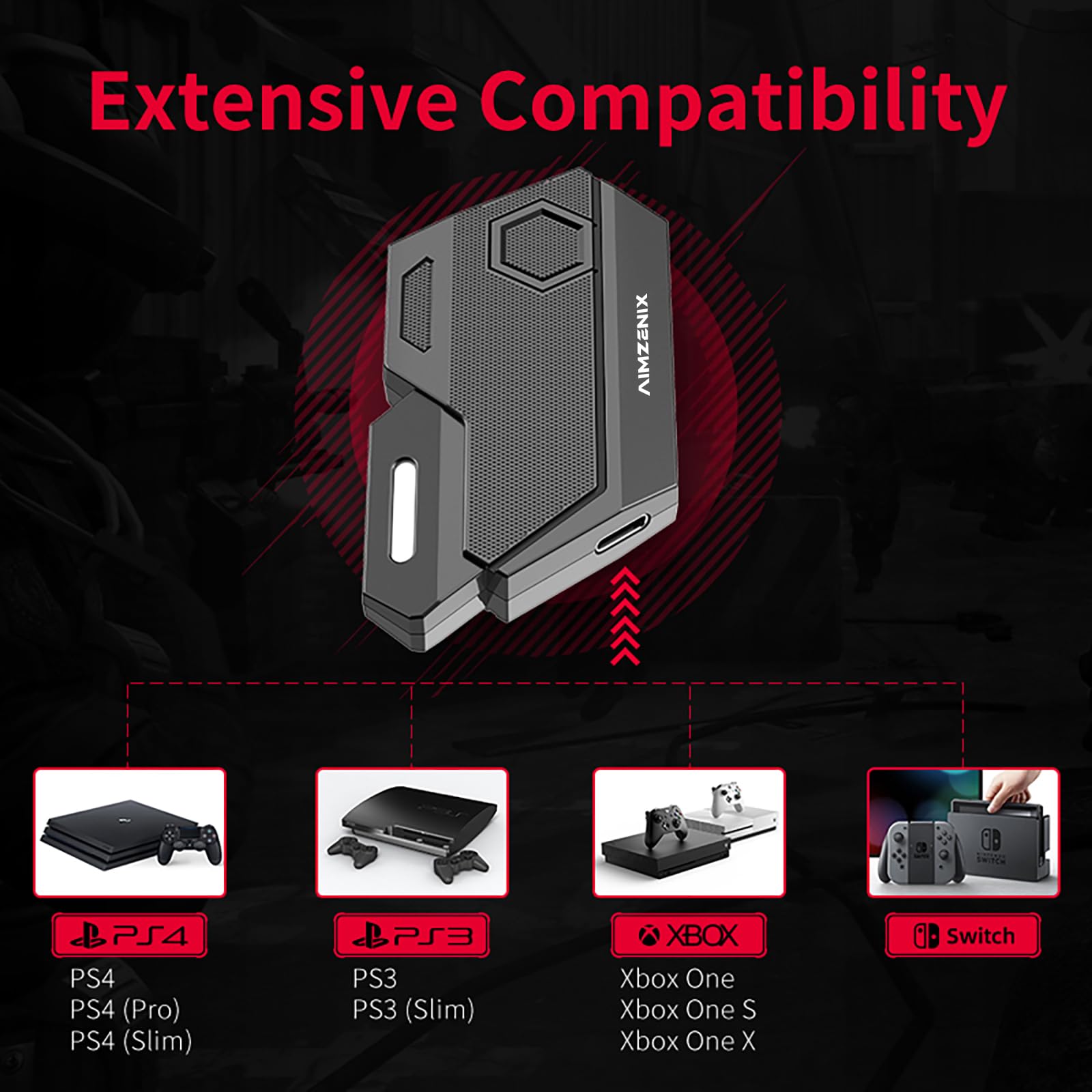 Dpvisn AIMZENIX Keyboard and Mouse Adapter Compatible with Nintendo Switch/Xbox Series (X/S)/Xbox One/PS4/PS3, Video Game Converter, Adjustable Mouse Sensitivity, Support Customize Keys 5