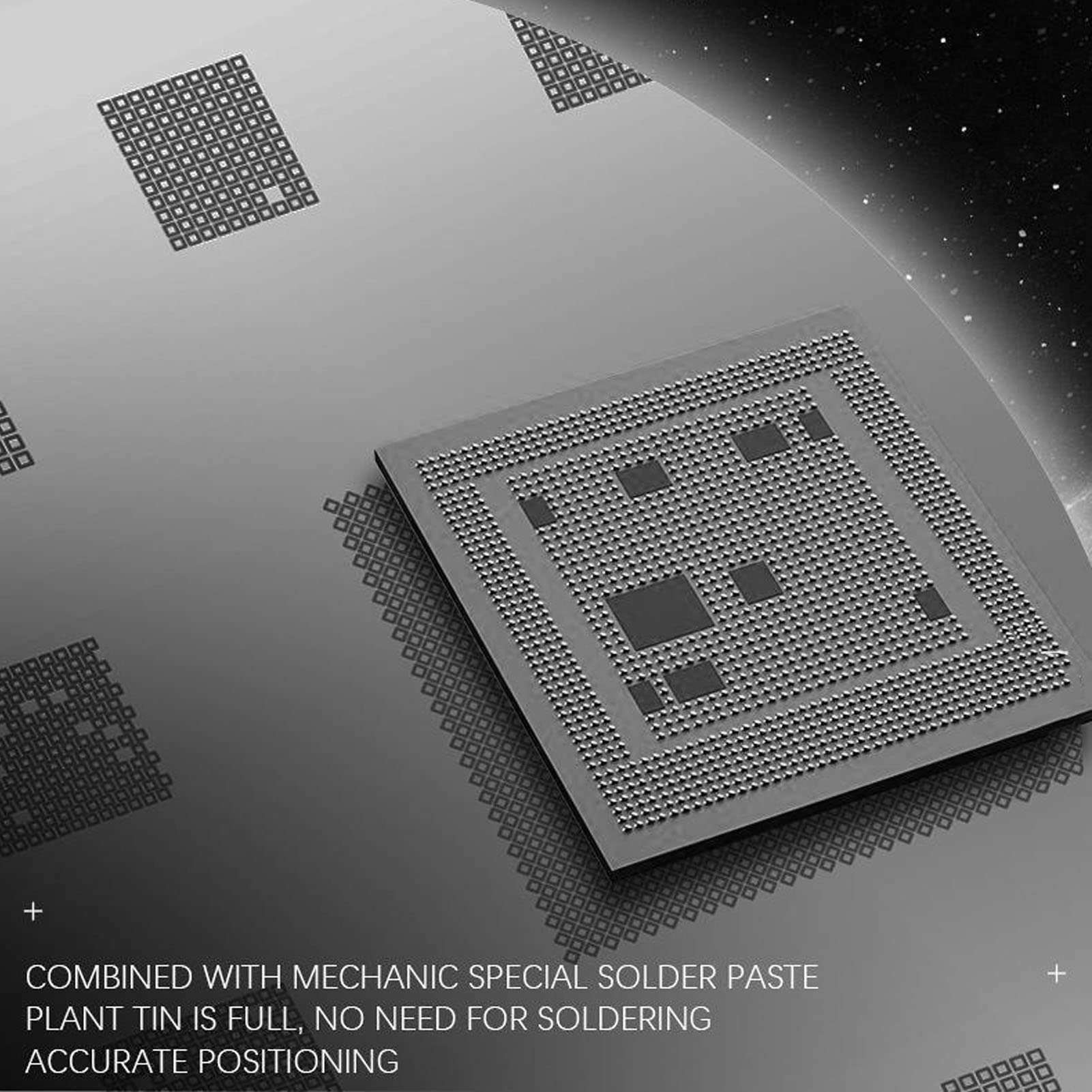 BGA Reballing Stencils, Rounded Rectangular Hole Prevent Half Cut Process Breakage BGA Reballing Steel Stencil Set for Cell Phone 5