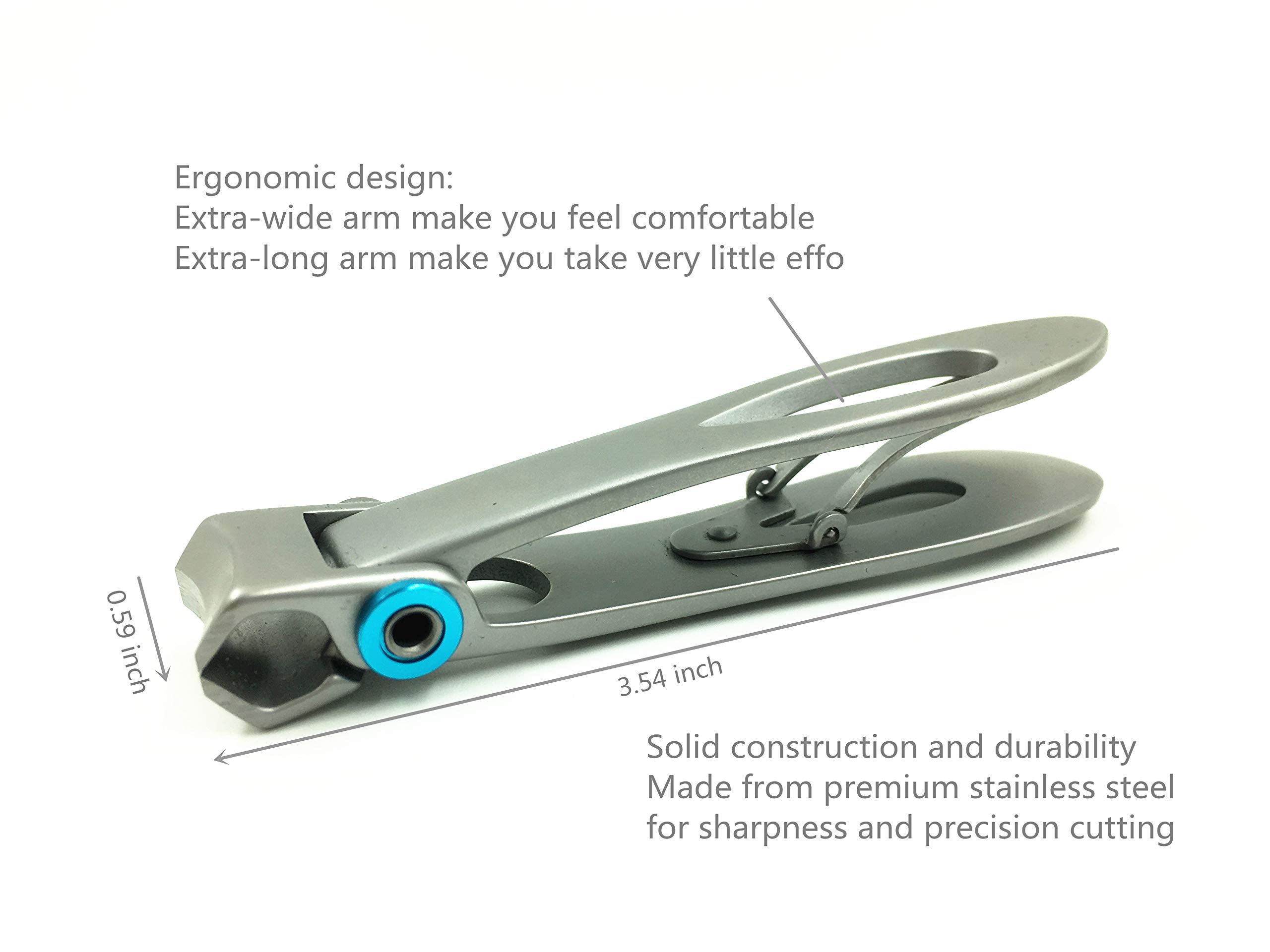 Deluxe Wide Jaw opening Large Nail Clipper Stainless Steel Sharp Sturdy Toenail Clippers (Gray) 4