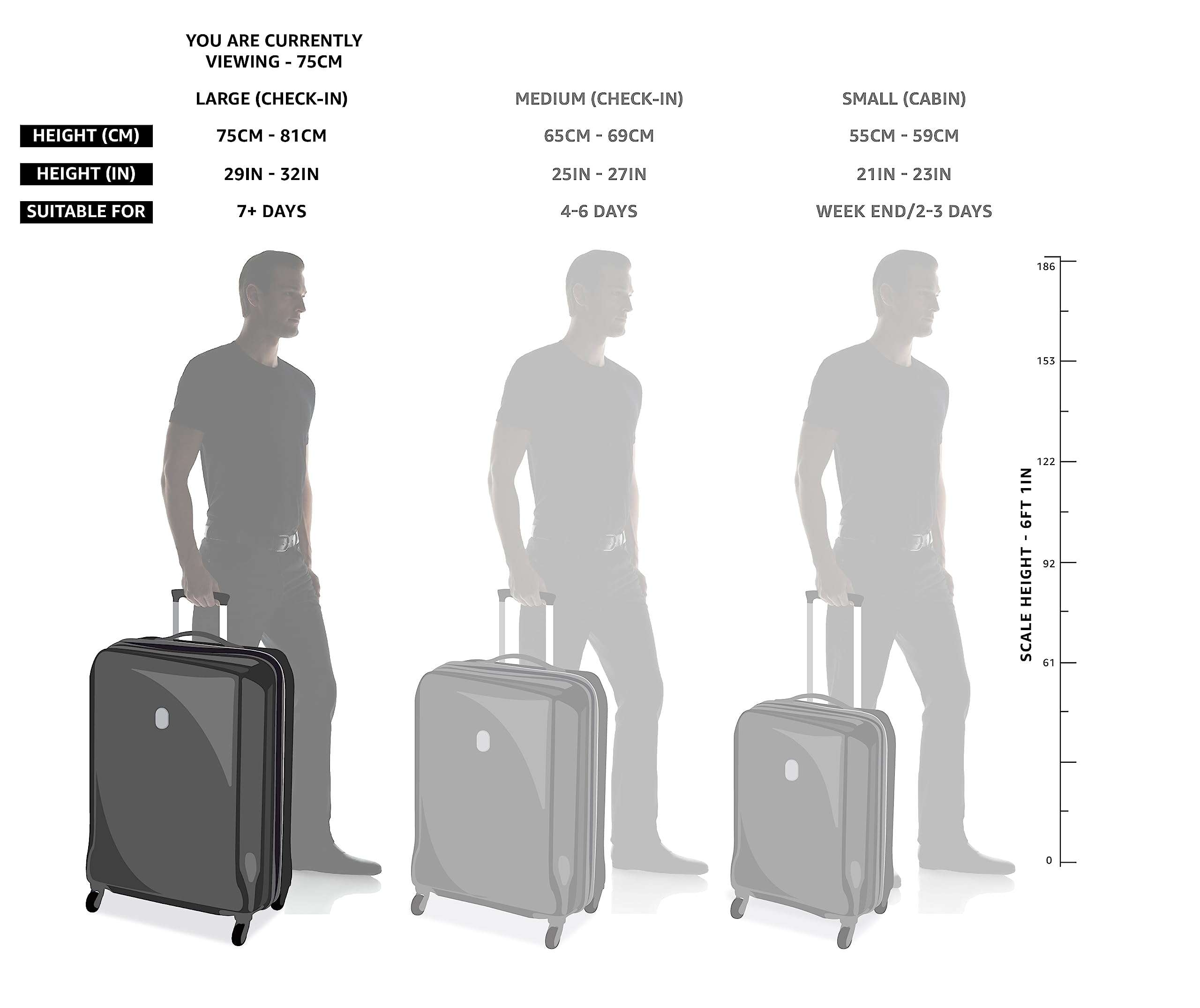 Skybags Trooper 75 Cms Large Check-In Polycarbonate Hardsided 4 Wheels Spinner Luggae/Speed_Wheel Suitcase/Trolley Bag- Blue And White 5