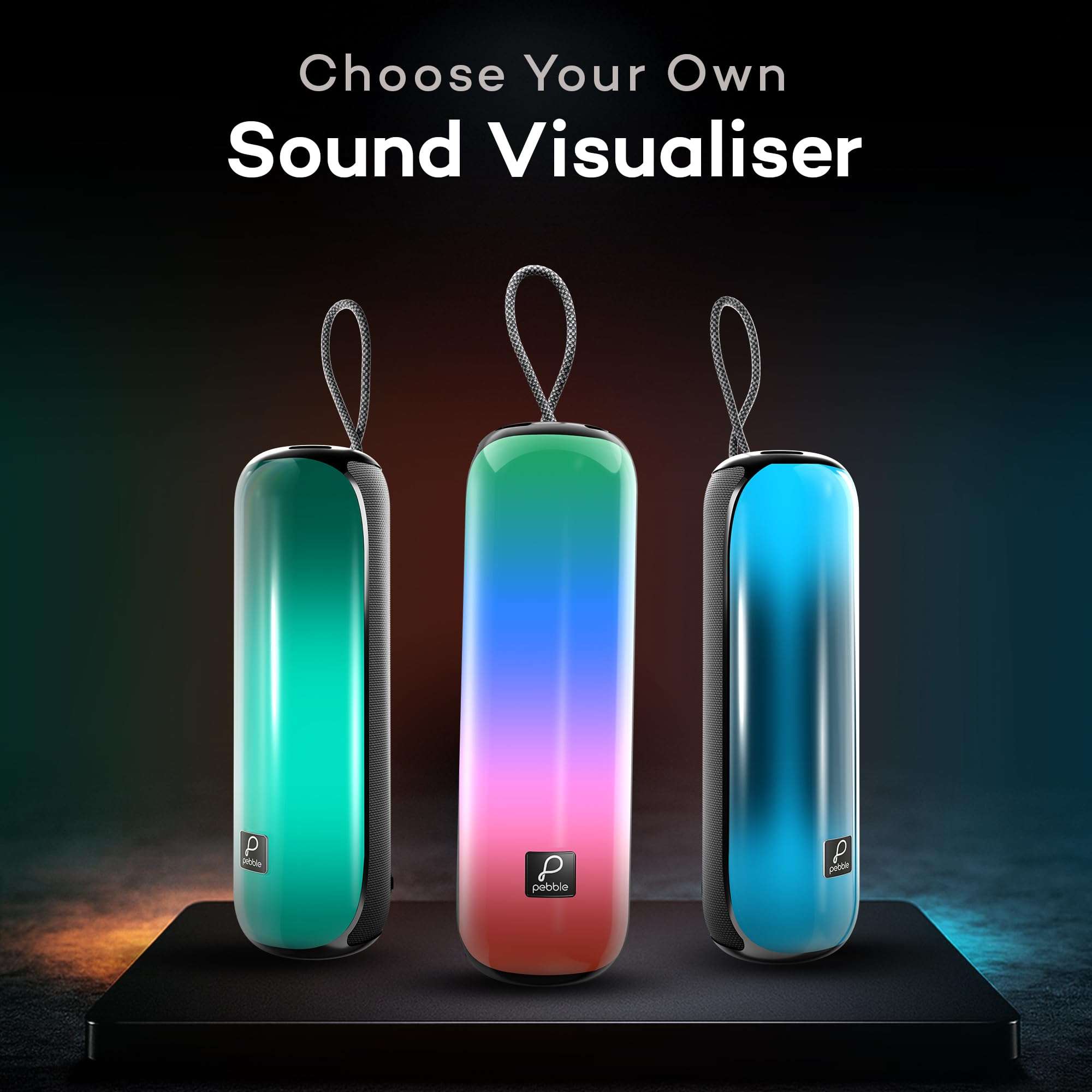 Pebble Newly Launched Photon 16W Bluetooth Speaker with RGB Lights, Dual 8W Drivers, 2400mAh Battery, FM Radio, TF Card, USB, and AUX, Premium Fabric Design - Black 3