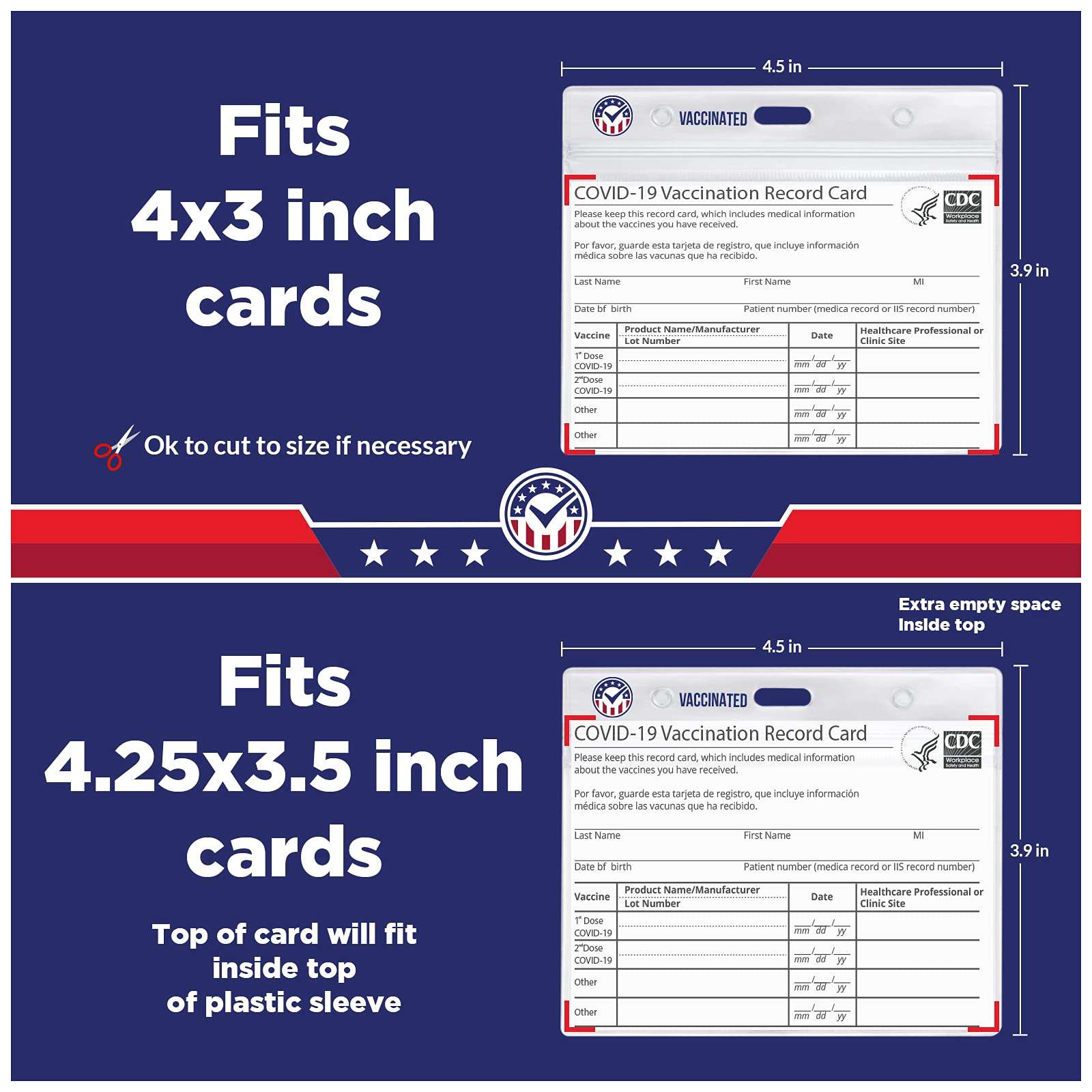 5-Pack Vaccine Card Protector Waterproof │ Vaccination Card Holder │ CDC Vaccine Card Holder │ Vaccination Card Protector │ 4x3 Card Protector 4