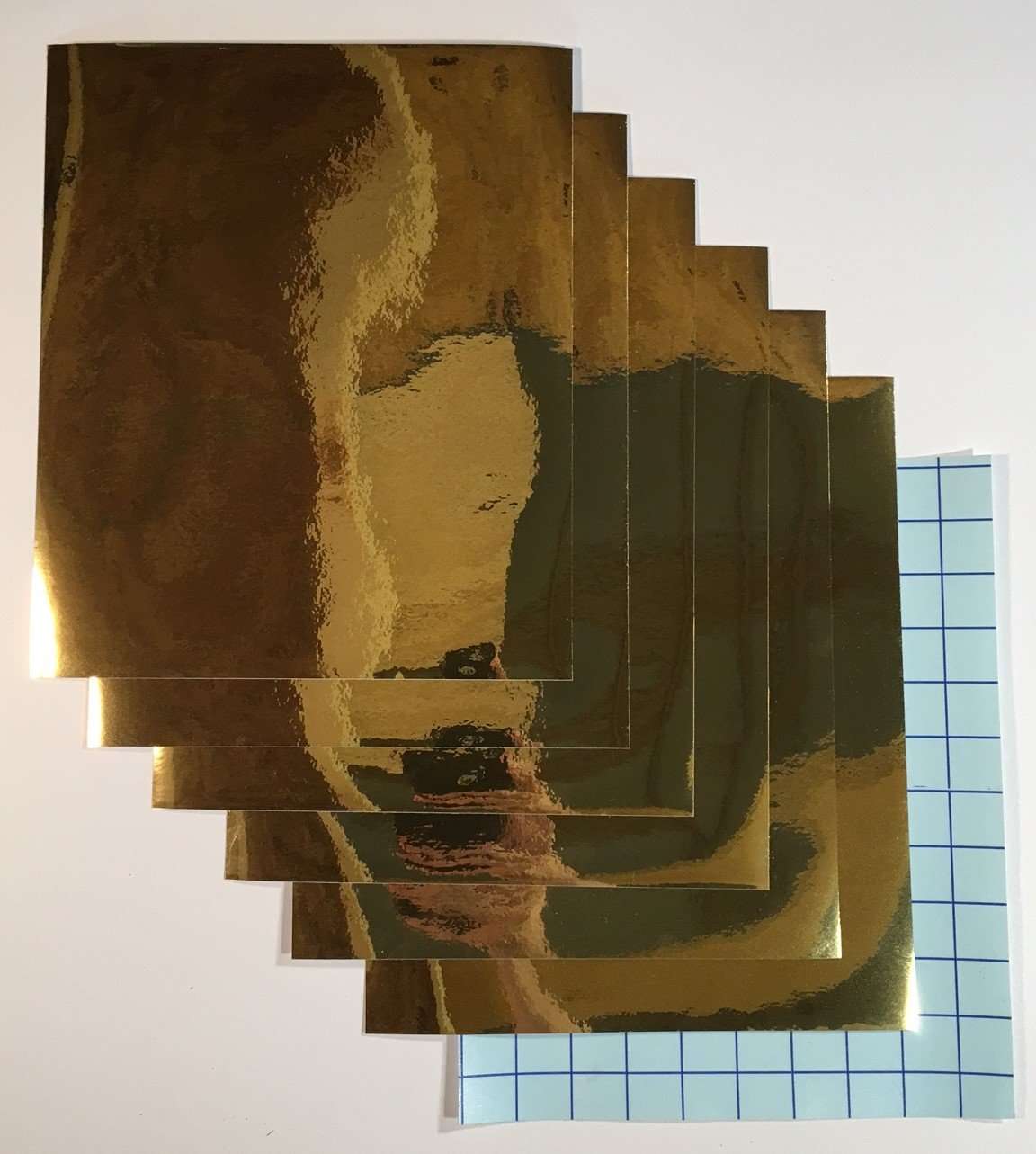 (7 Pack) Qbc Craft Gold Chrome Mirror Permanent Vinyl Sheets and Transfer Paper for Cricut Expression Explore Silhouette Cameo Make Decals Signs 2