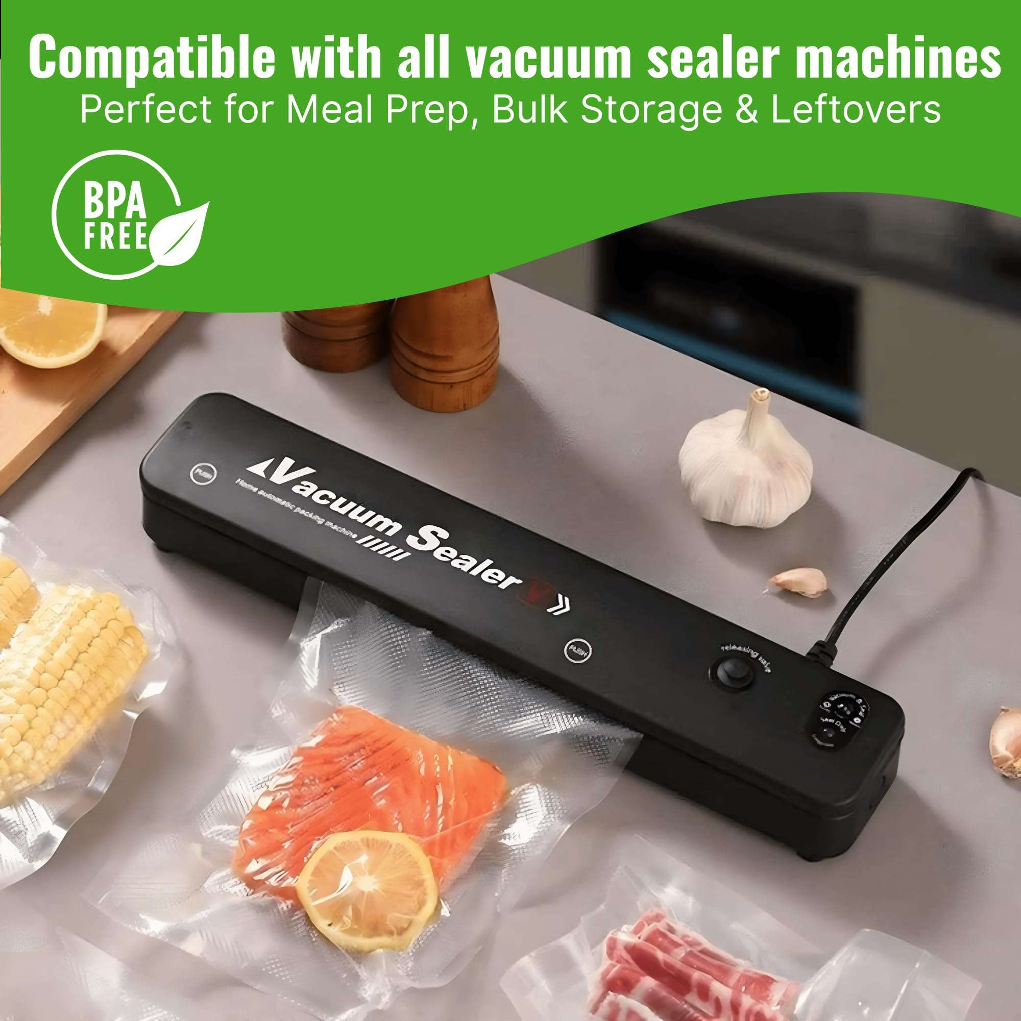 Vacuum sealer rolls 11 x 20 feet and 8 x 20 feet, 6 pack commercial grade food storage bag 3