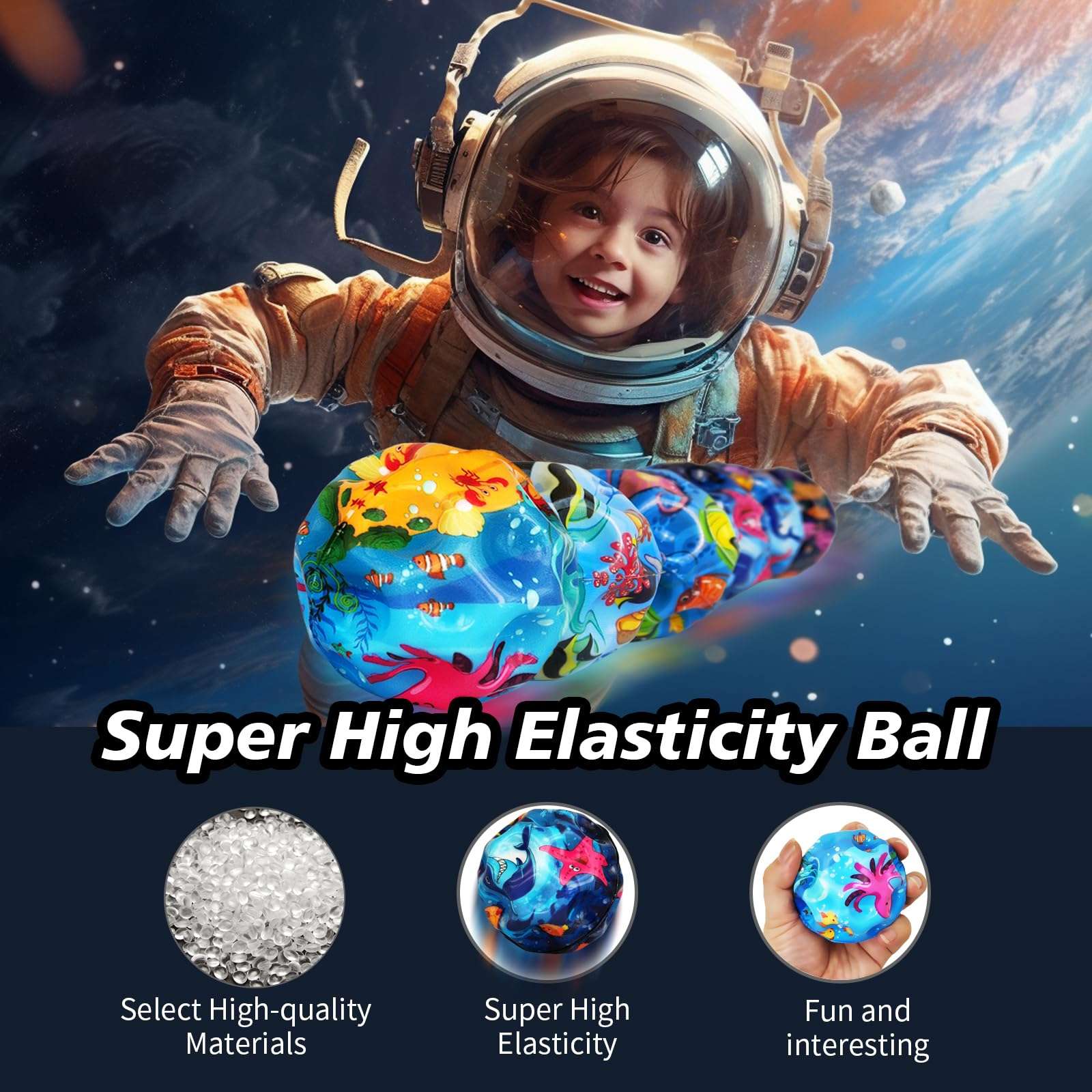 QOUXZ 6 Pack Astro Jump Balls, Multicolored Spaceballs, Super High Bouncing Lightweight Bouncing Balls for Children 6